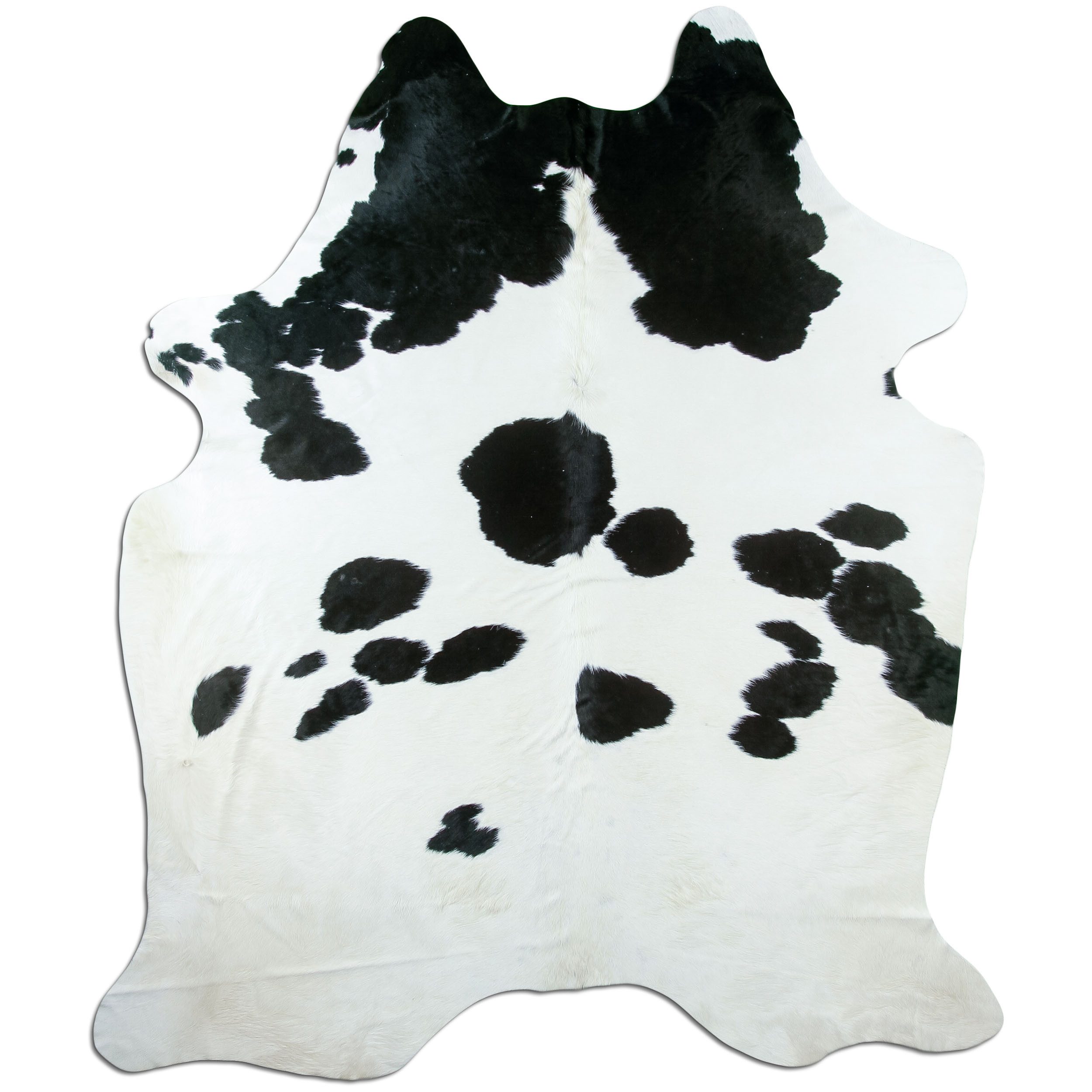 Livorio Fellteppich L235 x B192 cm - schwarz weiß, Kuhfell, Premium Kuhfell Teppich, Rinderfell, Echtfell, black and white