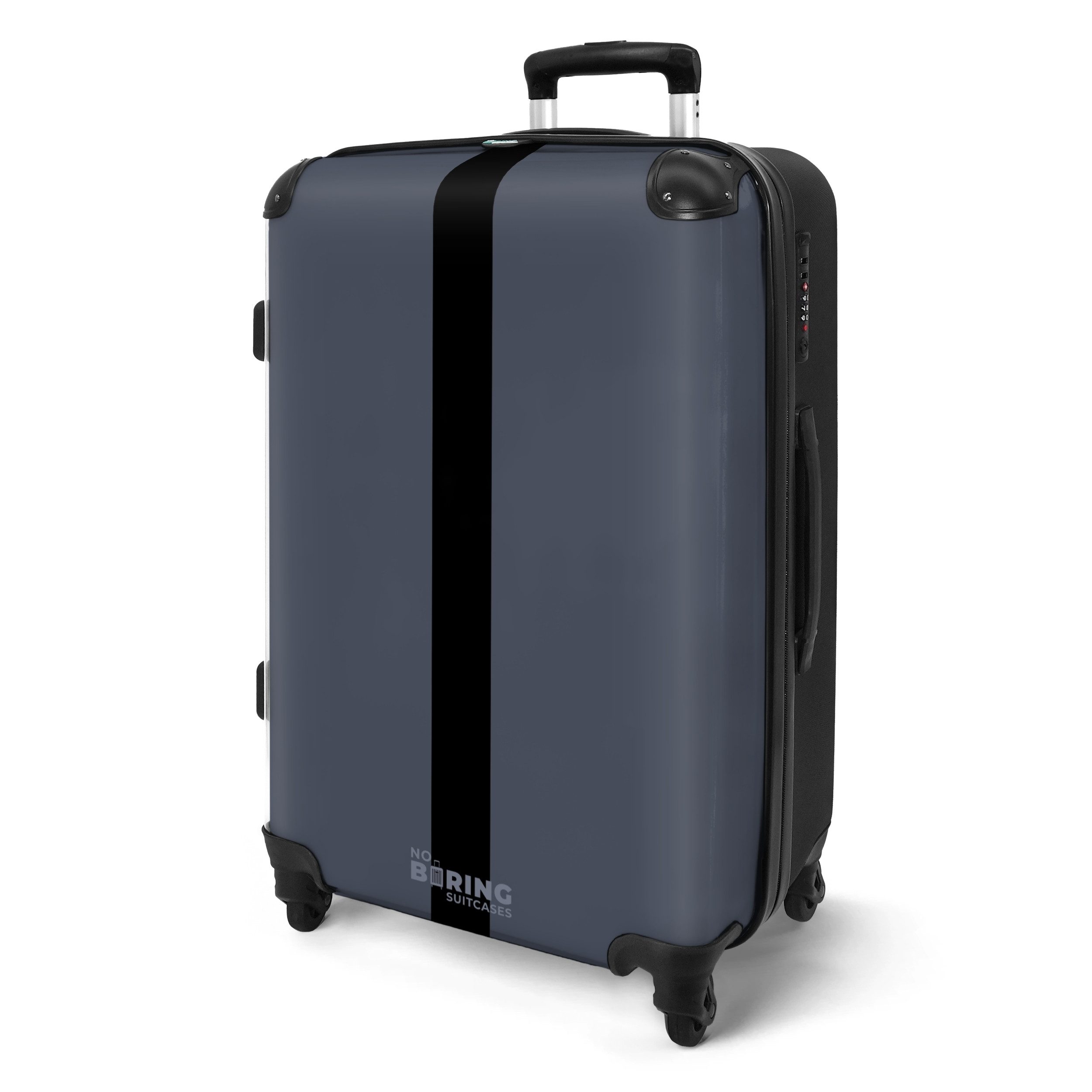 NoBoringSuitcases.com© Hartschalen-Trolley Blau mit schwarzem Streifen günstig online kaufen