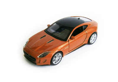 Modellauto JAGUAR F-Type Coupe Modellauto 12cm Metall Modell Auto Spielzeugauto Kinder Geschenk 58 (Orange-Metallic)