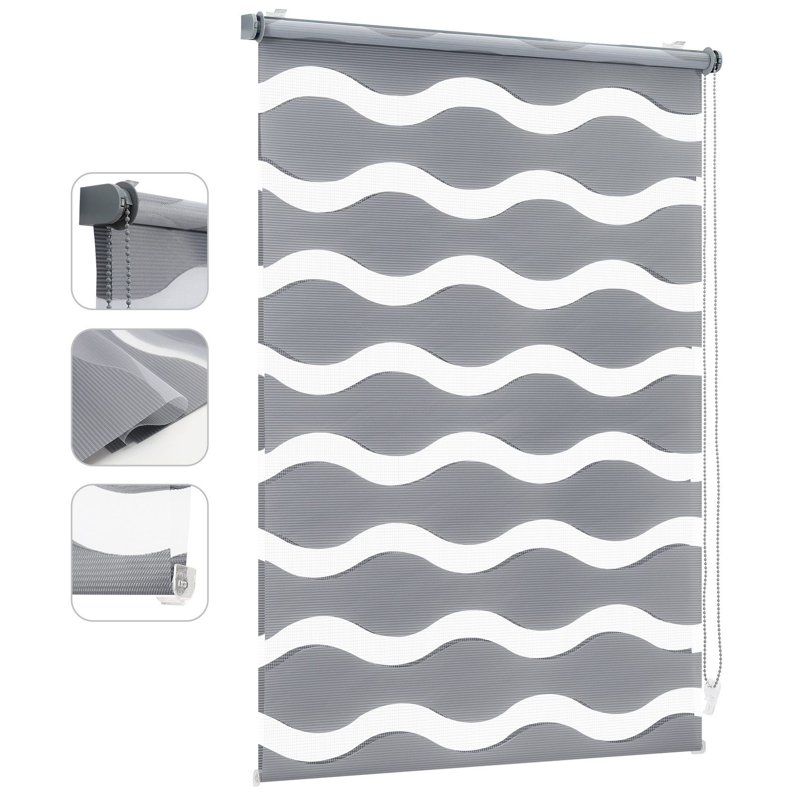 Doppelrollo Doppelrollo Wellen Duo-Rollo Klemmfix ohne Bohren Doppelrollo Welle