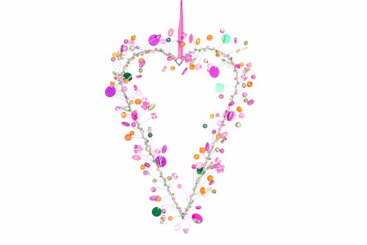 Overbeck And Friends Dekokranz Herz Scarlet, handgefertigt - für Tür, Fenster, Wand