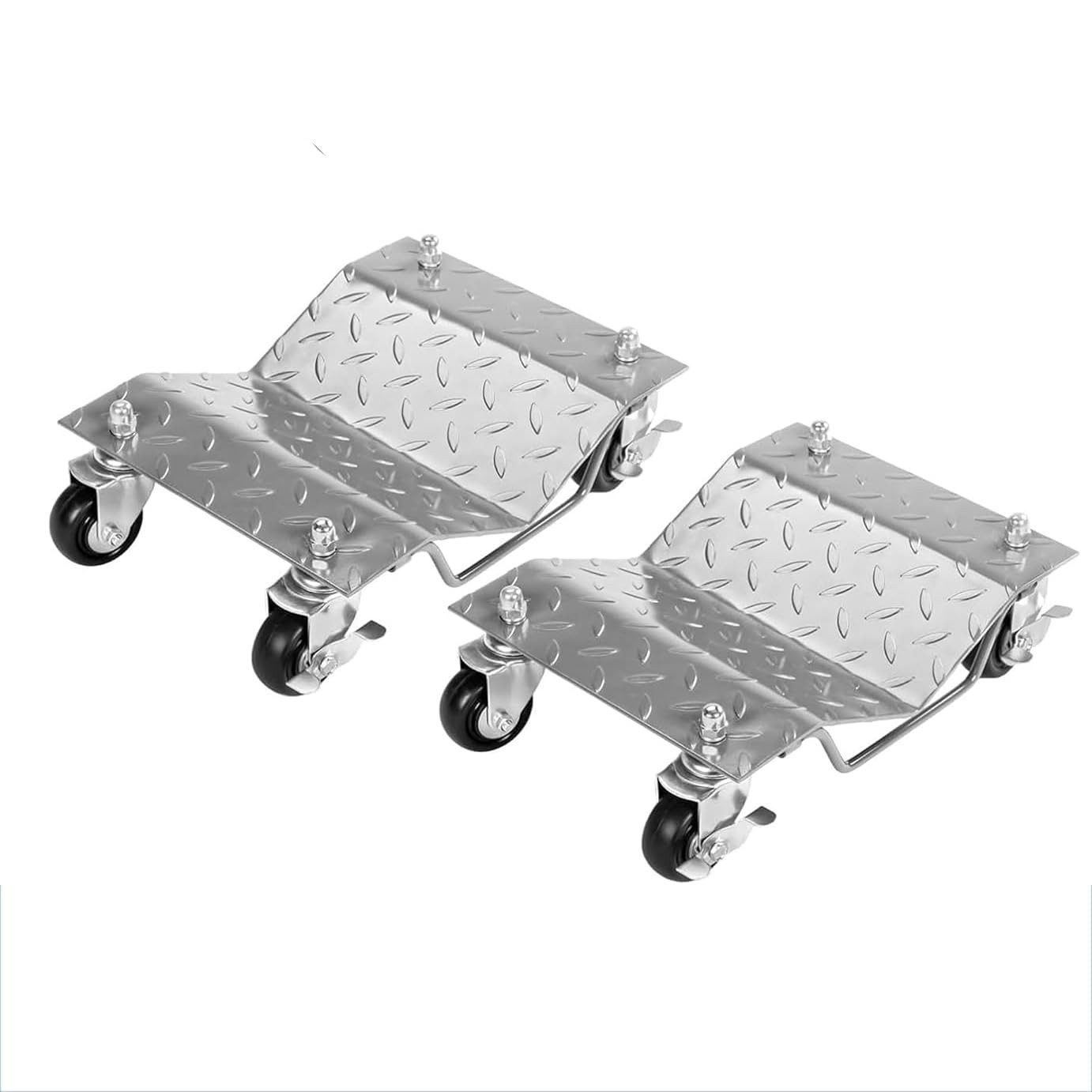 GarveeMore Wagenheber Schwerlast Rad‑Dolly Set 2/4 Stück, mit Feststellbremsen, 2-tlg., Manganstahl‑Rangierhilfe für Werkstatt‑ & Garagen‑Fahrzeugtransport