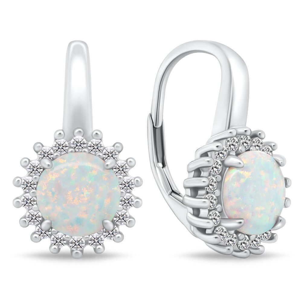 Ohrring-Set Elegante Silberohrringe mit Zirkonen und Opalen EA931W