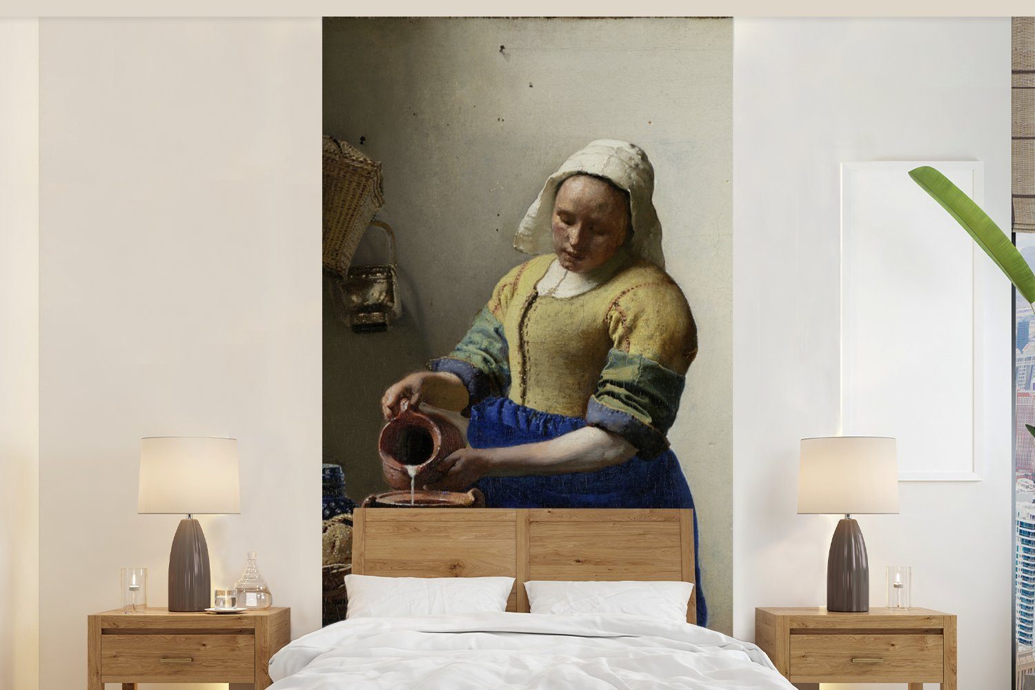 MuchoWow Fototapete Das Milchmädchen - Johannes Vermeer, Matt, bedruckt, (2 St), Vliestapete für Wohnzimmer Schlafzimmer Küche, Fototapete
