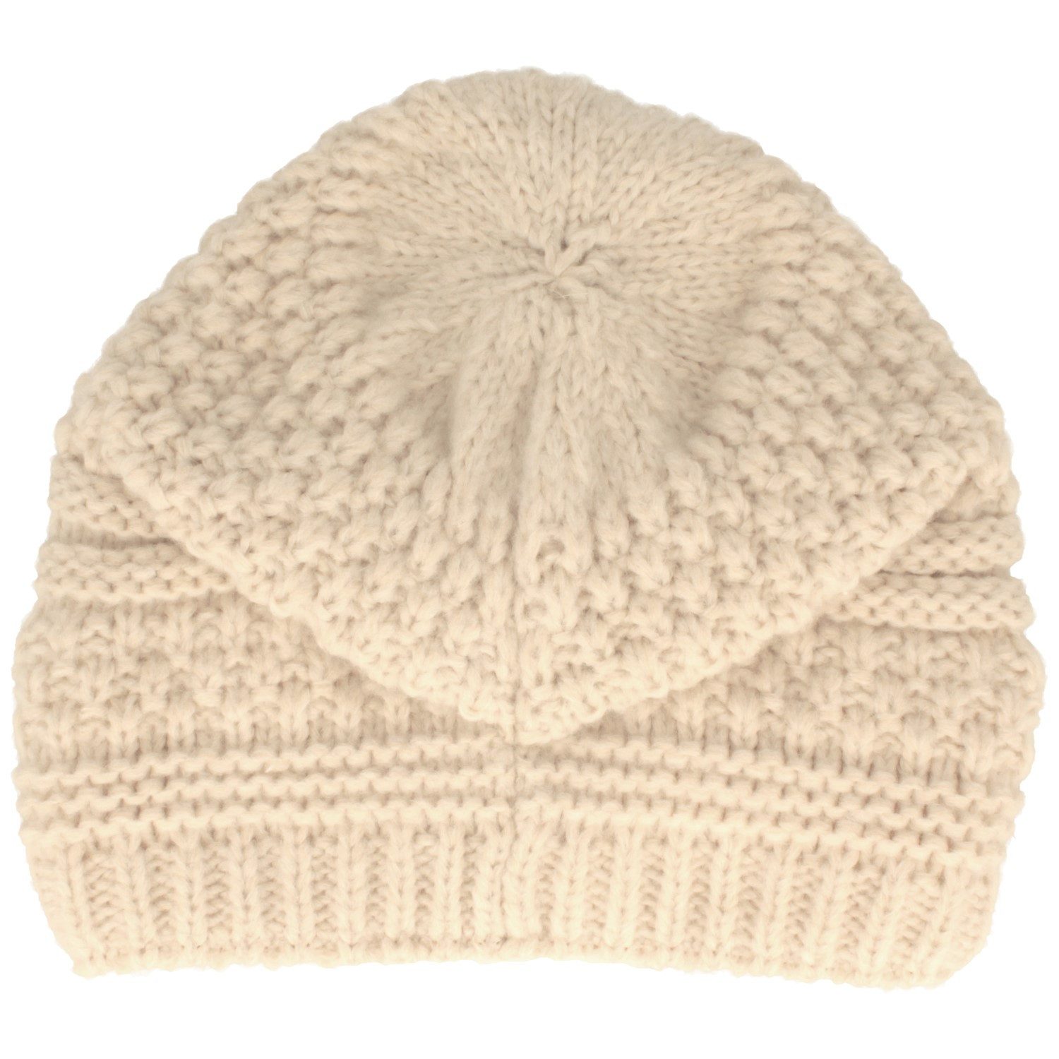 Breiter Strickmütze Weiche Damen Mütze mit groben Strickmuster und Fleecefu günstig online kaufen