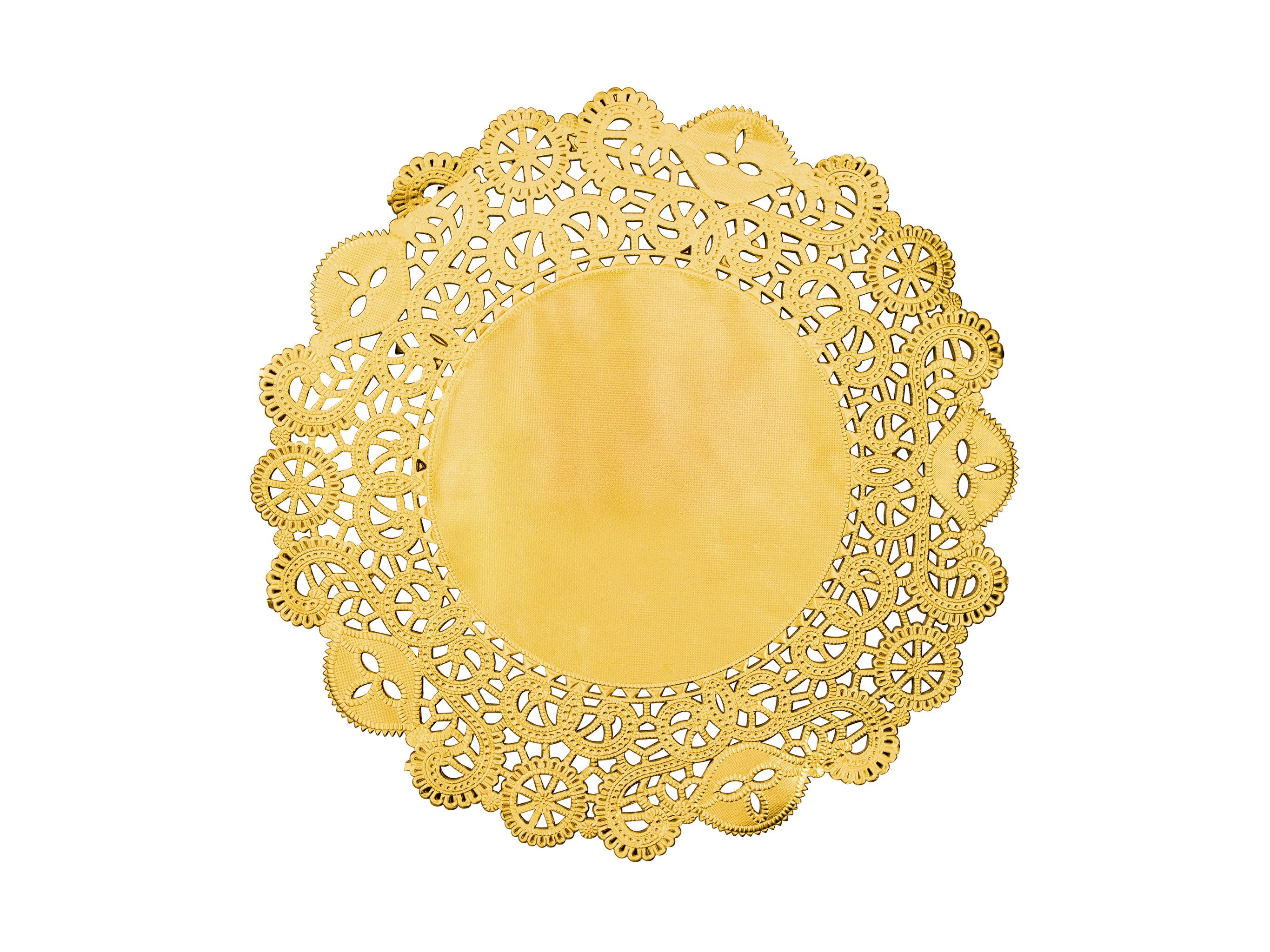 partydeco Platzset, Столовые наборы aus Papier 35,5cm mit offenem Ornament Rand 50 Stück Gold