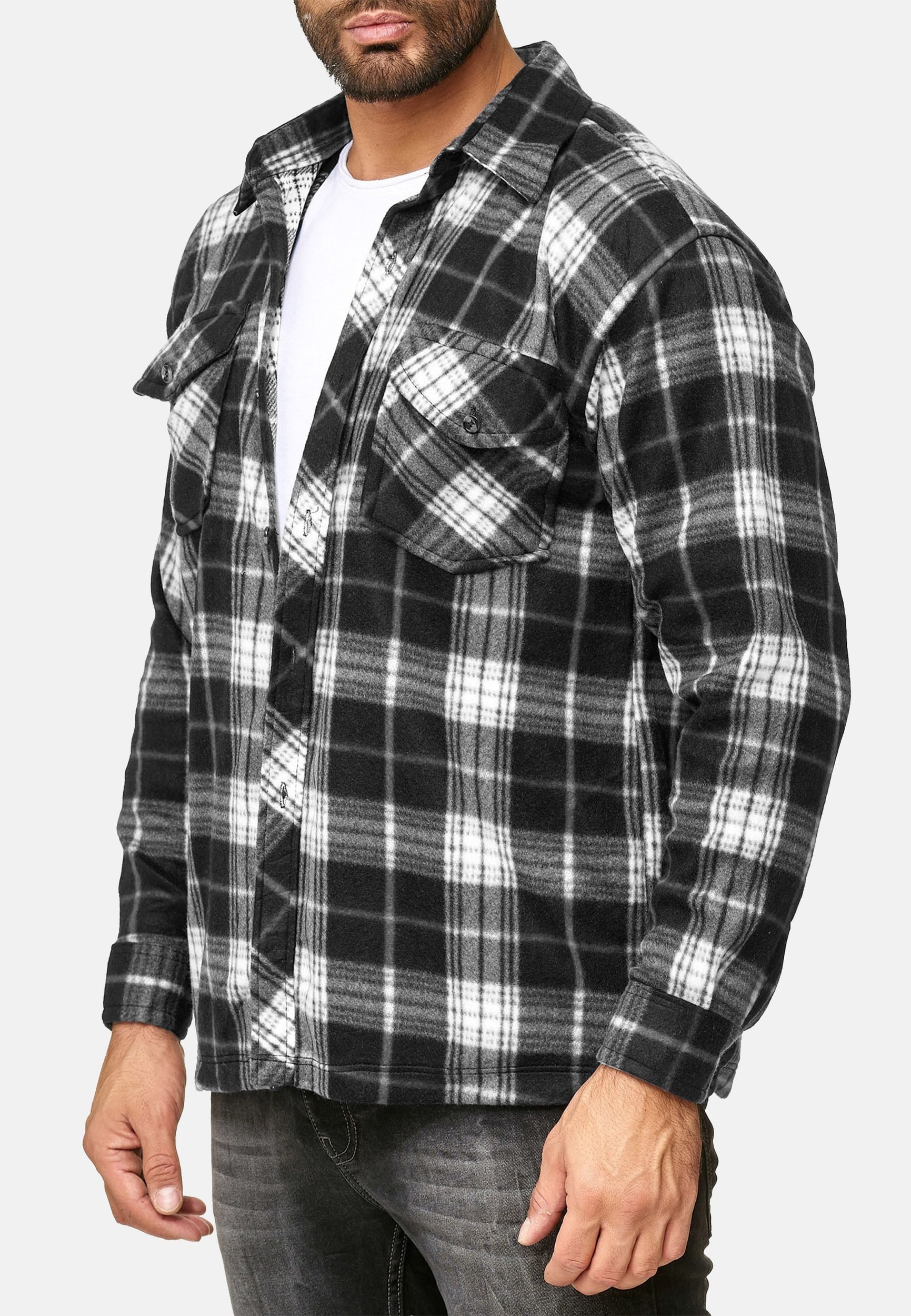 Egomaxx Langarmhemd Fleece Holzfäller Kariert Arbeiterjacke günstig online kaufen