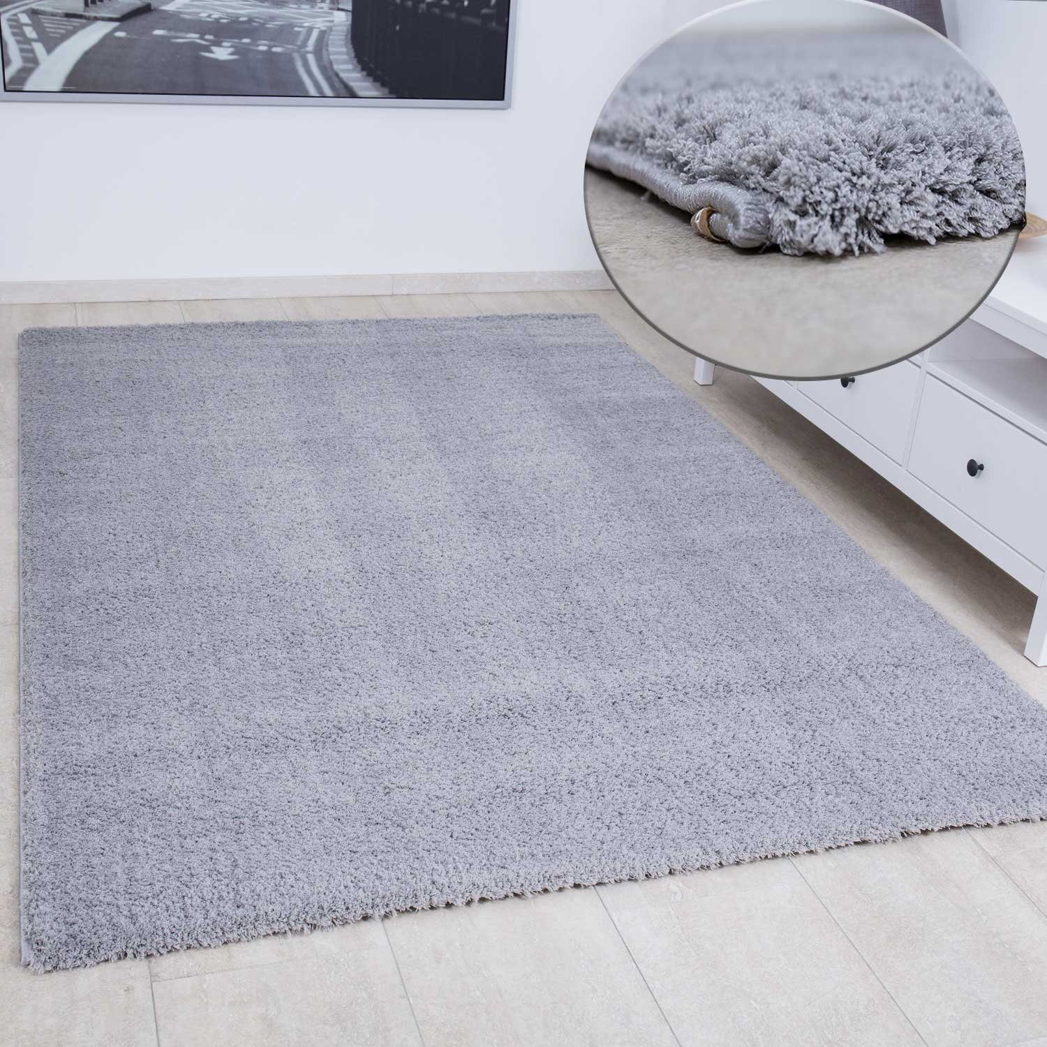 Vimoda Hochflor-Teppich Hellgrau Shaggy Extra Flauschig günstig online kaufen