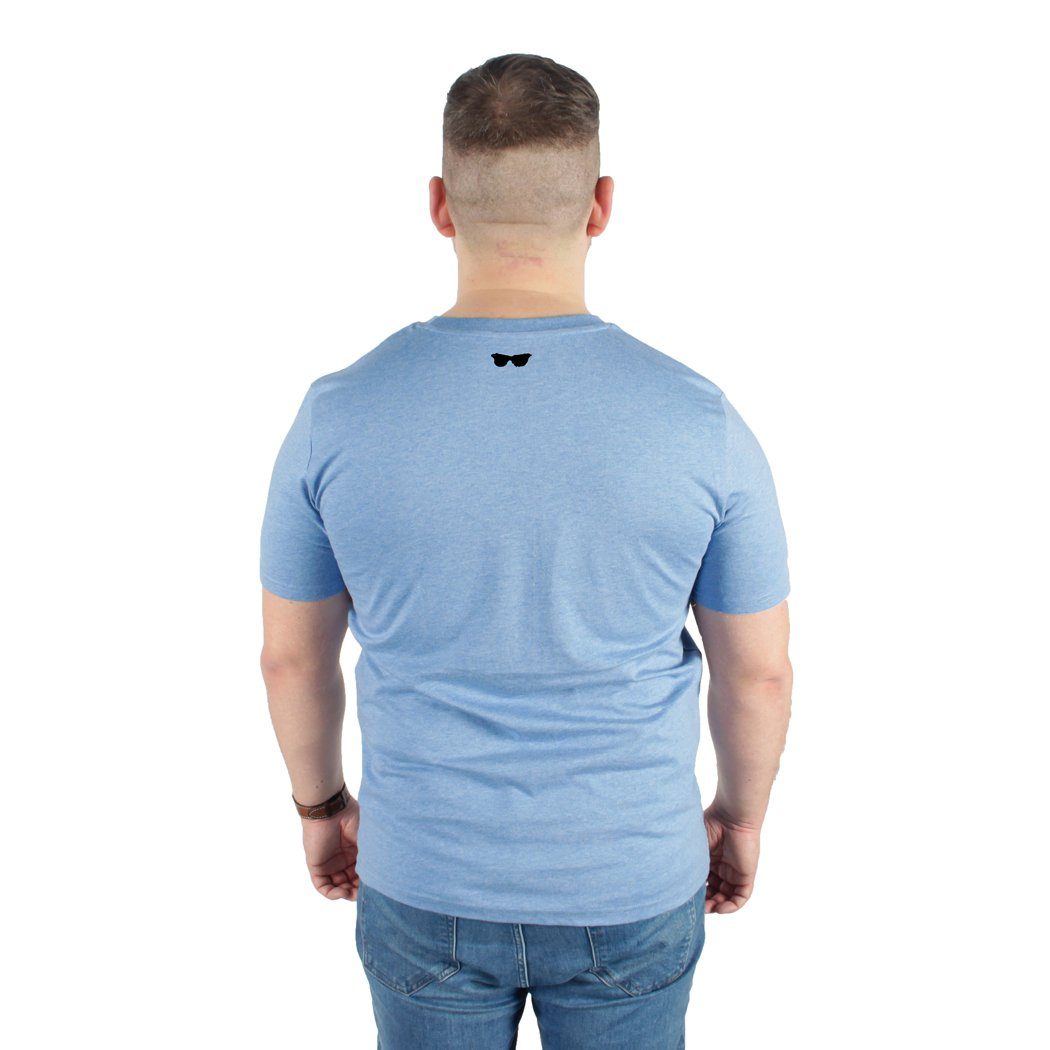bedruckt in aus Print-Shirt karlskopf Blau Hohe Farbbrillianz, Bio-Baumwolle Bio-Baumwolle, Deutschland DEEEEJAYYY 100% 100%