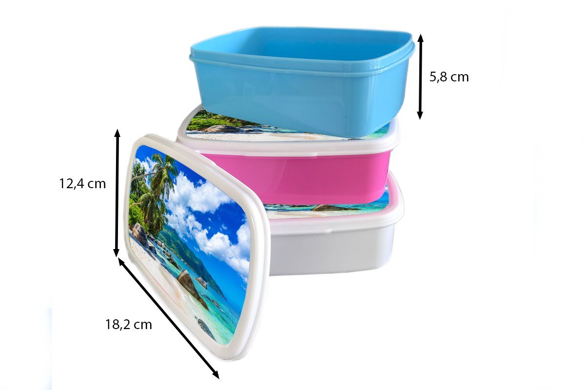 weiß - Kunststoff, Lunchbox - für Brotdose, für Erwachsene, (2-tlg), Jungs Mädchen MuchoWow Tropisch, Brotbox und Kinder Meer und Strand