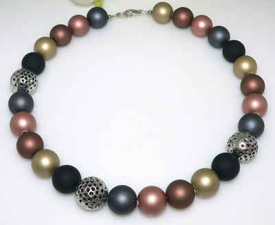 traumschmuck Collier 247y Halskette Perlenmix kupfer bronze braun silber (incl. Schmuckbox), handgefertigt, Made in Germany