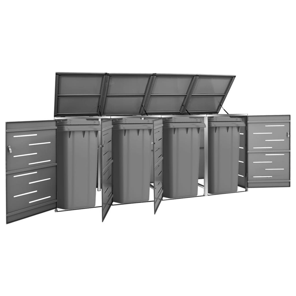 vidaXL Mülltonnenbox 4 Tonnen - 276,5x77,5x115,5 cm Mülltonnenbox Mülltonnenverkleidung Ed