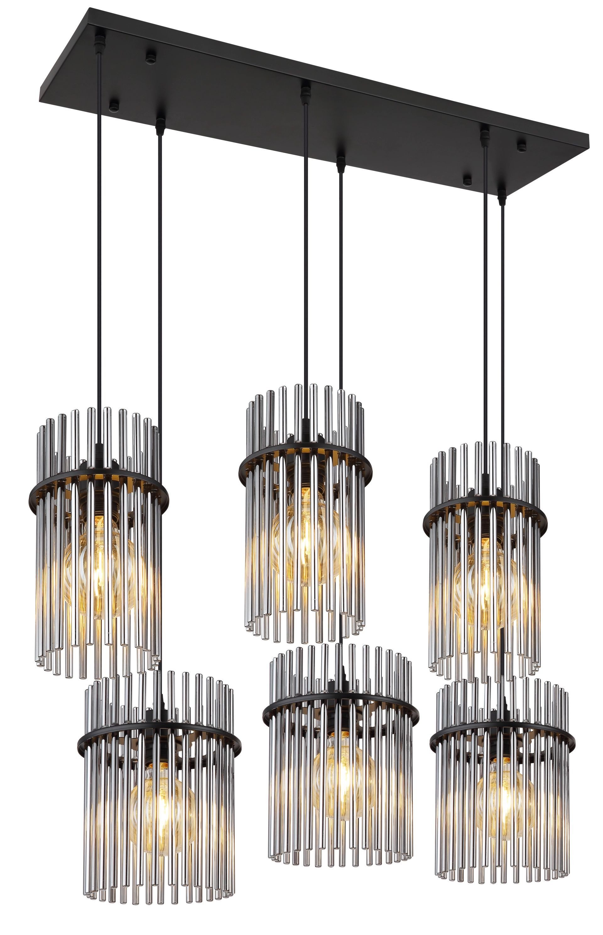 GLOBO LIGHTING Pendelleuchte GORLEY, ohne Leuchtmittel, Design Glasstäbe, Deckenlampe, Wohnzimmer, Esszimmer, Hängelampe