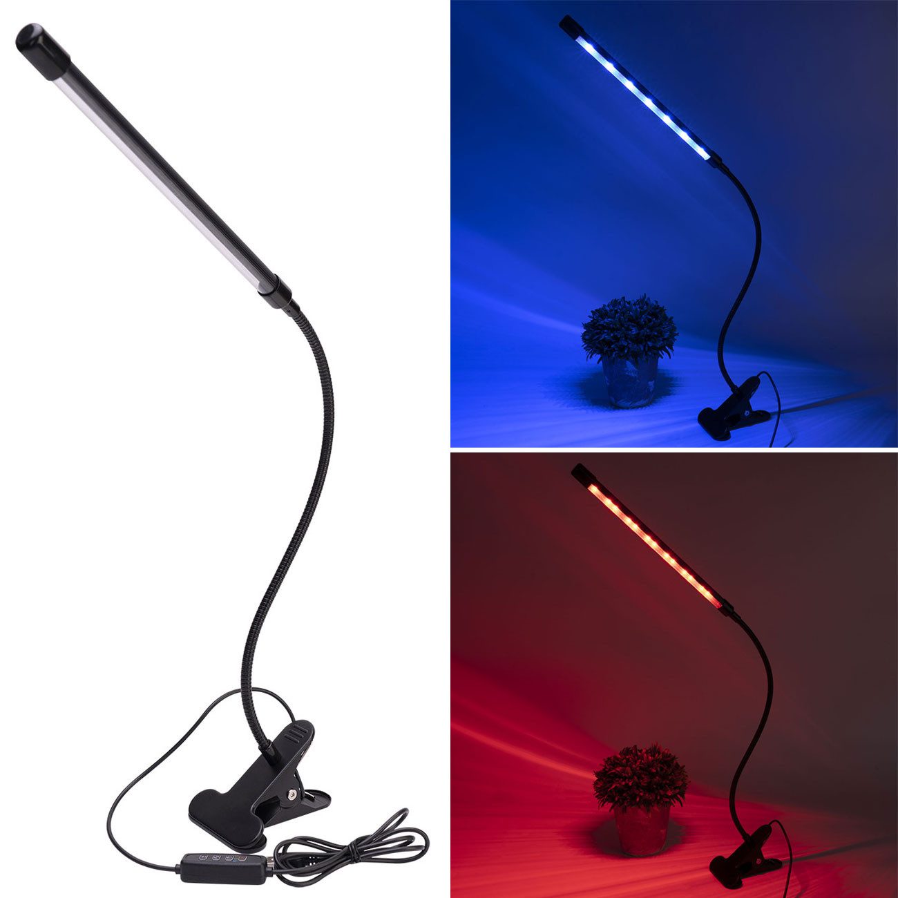 Casativo Pflanzenlampe LED-Pflanzenlampe 360°-Schwanenhals Wachstumslampe 82 lm 20 LEDs, LED (20 LEDs: 10x rot, 10x blau, fest integriert), LED-Pflanzenlicht 3 Lichtmodi, 10 Dimmstufen & Timer mit USB-Anschluss