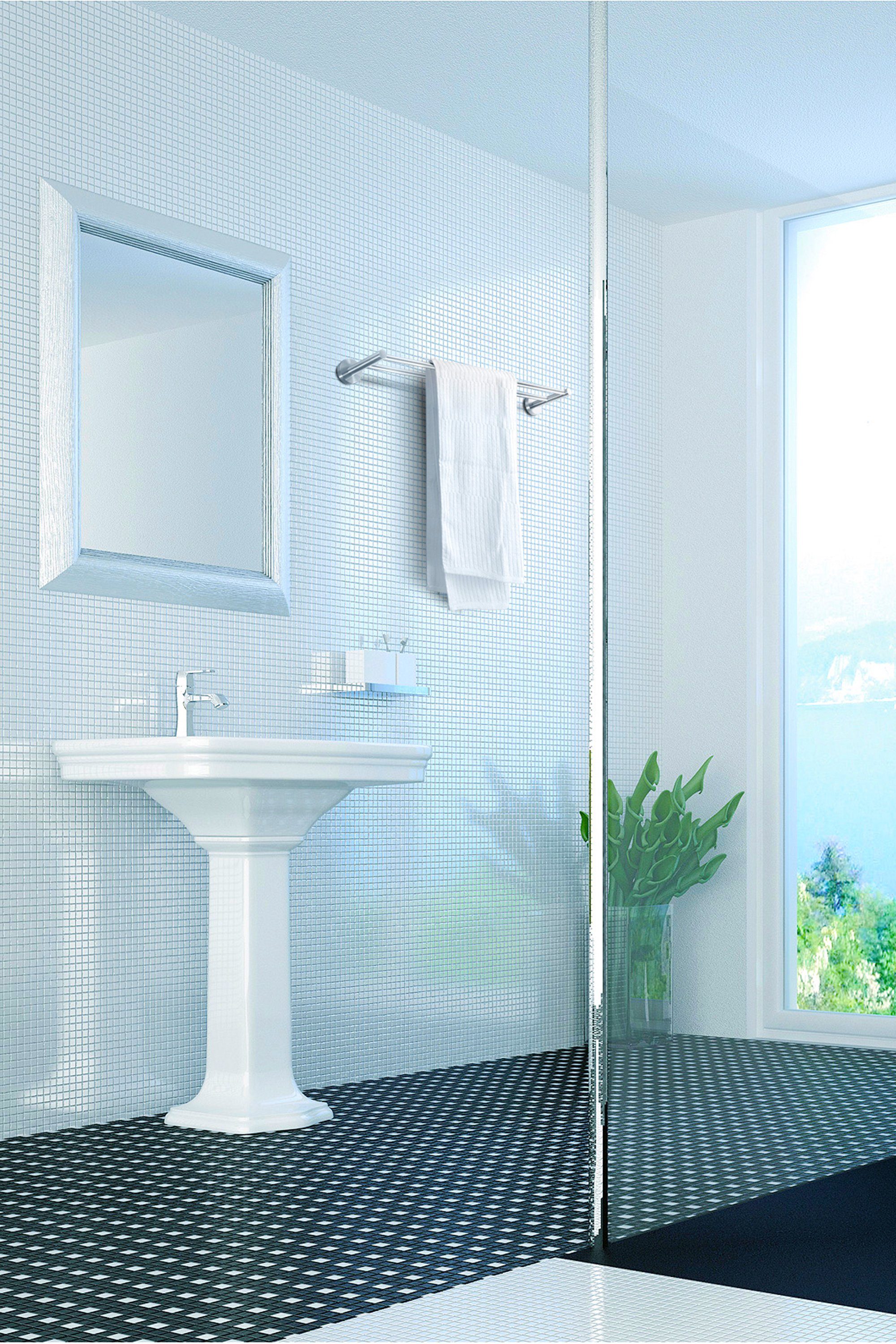 Ambrosya Doppelhandtuchhalter Handtuchhalter aus Edelstahl - Badetuchhalter Handtuchstange Bad Wand, einfache Selbstmontage