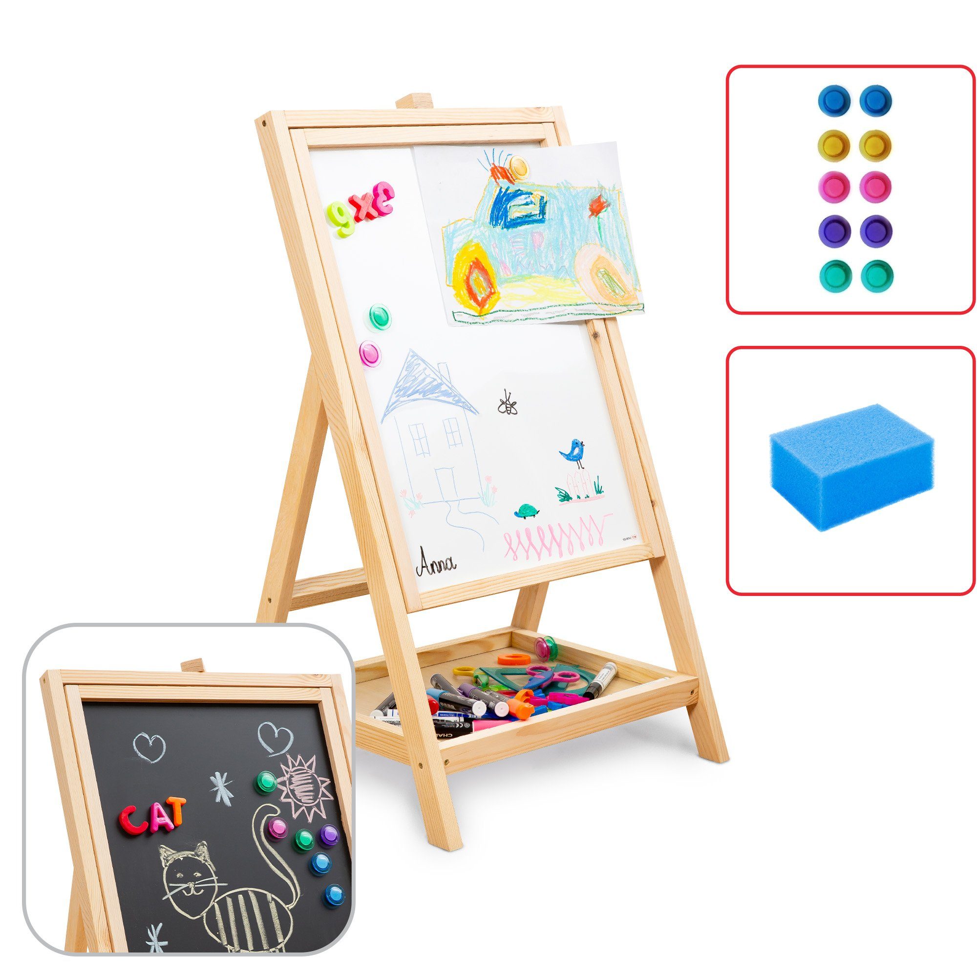 ALLboards Standtafel Kindertafel Staffelei Doppelseitige Whiteboard Kreide günstig online kaufen