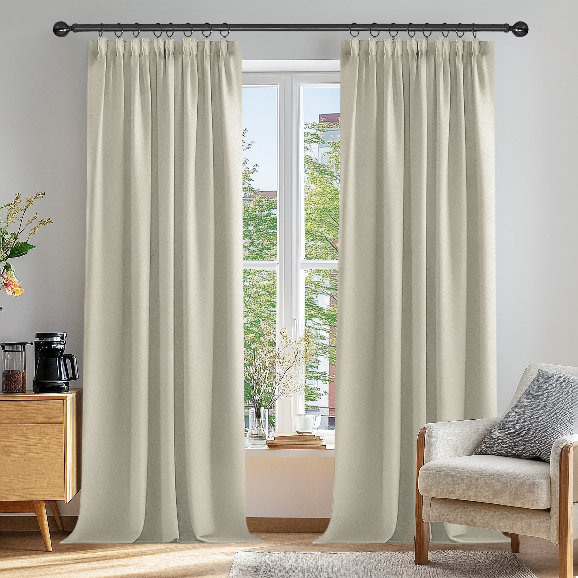 Deconovo Verdunkelungsvorhang Gardinen mit Kräuselband Blickdicht Vorhänge günstig online kaufen