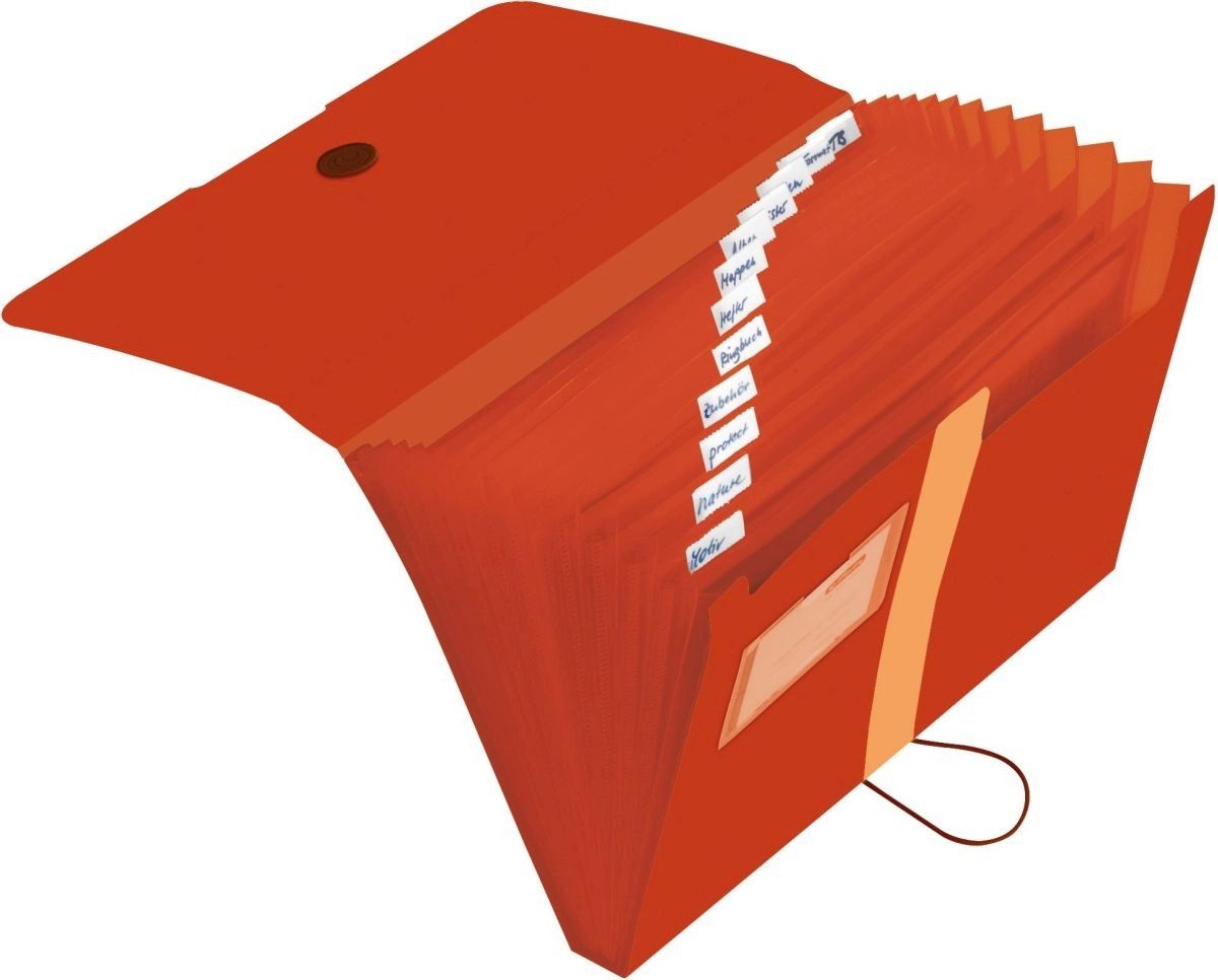 Herlitz Fächermappe Fächermappe A4 Recycling PP 12 Fächer orange to go