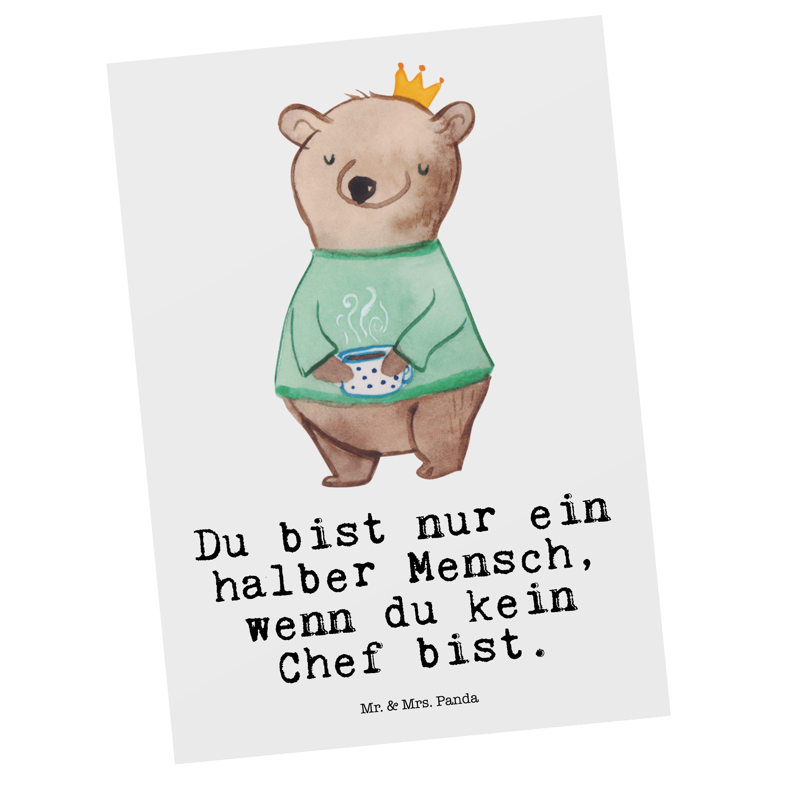 Mr. & Mrs. Panda Postkarte Chef mit Herz - Weiß - Geschenk, Danke, König, Kaffeepause, Ausbildun