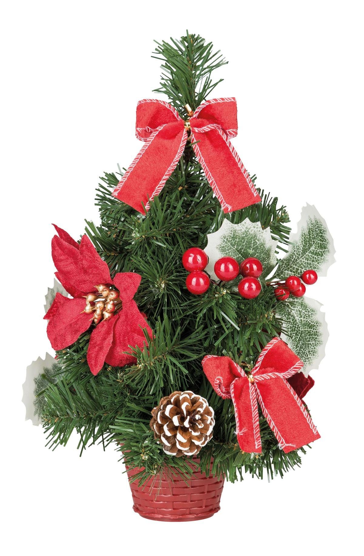 Idena Künstlicher Weihnachtsbaum Dekobaum / Weihnachtsbaum mit Weihnachtsstern / Höhe: ca. 30cm
