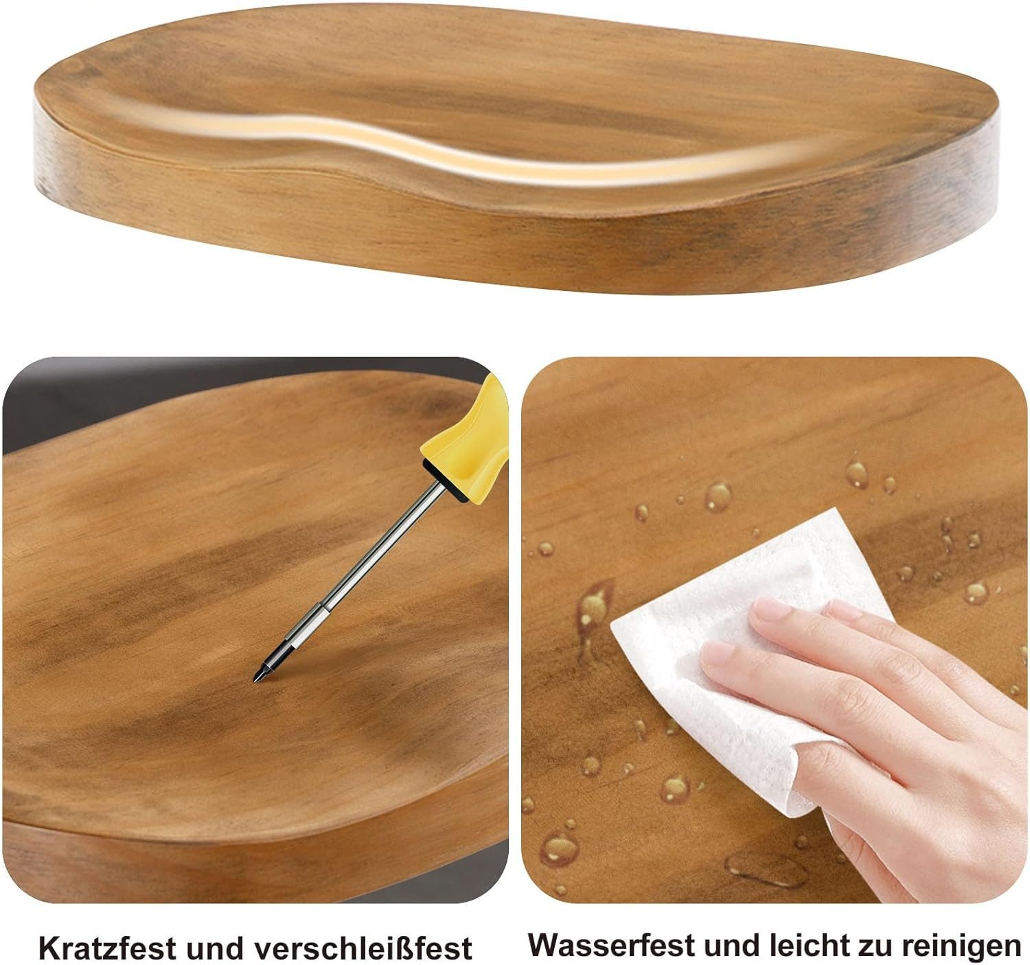 Woltu Barhocker (1 St), einzeln, mit Sattelsitz Fußstütze, aus Massivholz Metall