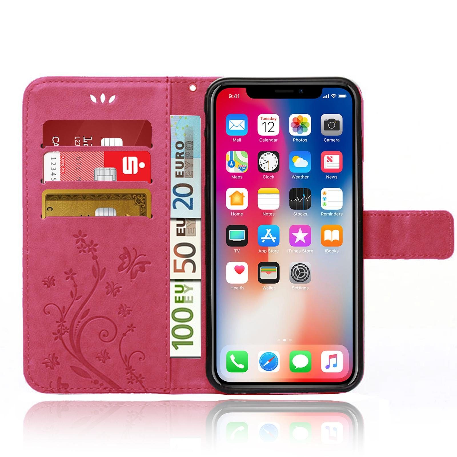 Numerva Handyhülle Bookstyle Flower für Apple iPhone XR, Handy Tasche Schutzhülle Klapphülle Flip Cover mit Blumenmuster