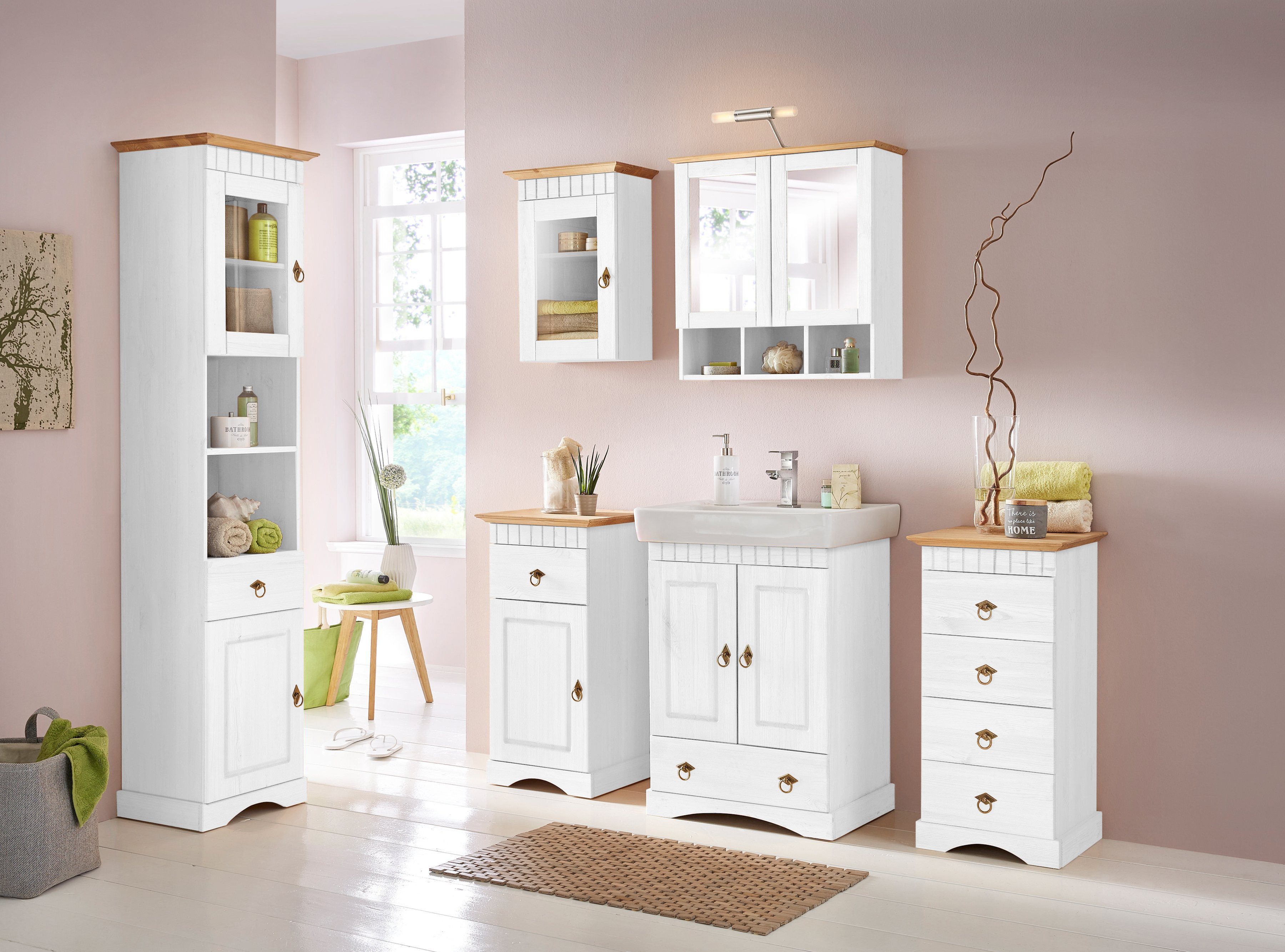 welltime Spiegelschrank Landhaus Sylt Badschrank, Badmöbel, FSC®-zertifiziert Breite 62,5 cm, aus Massivholz – Bild 2 von 5