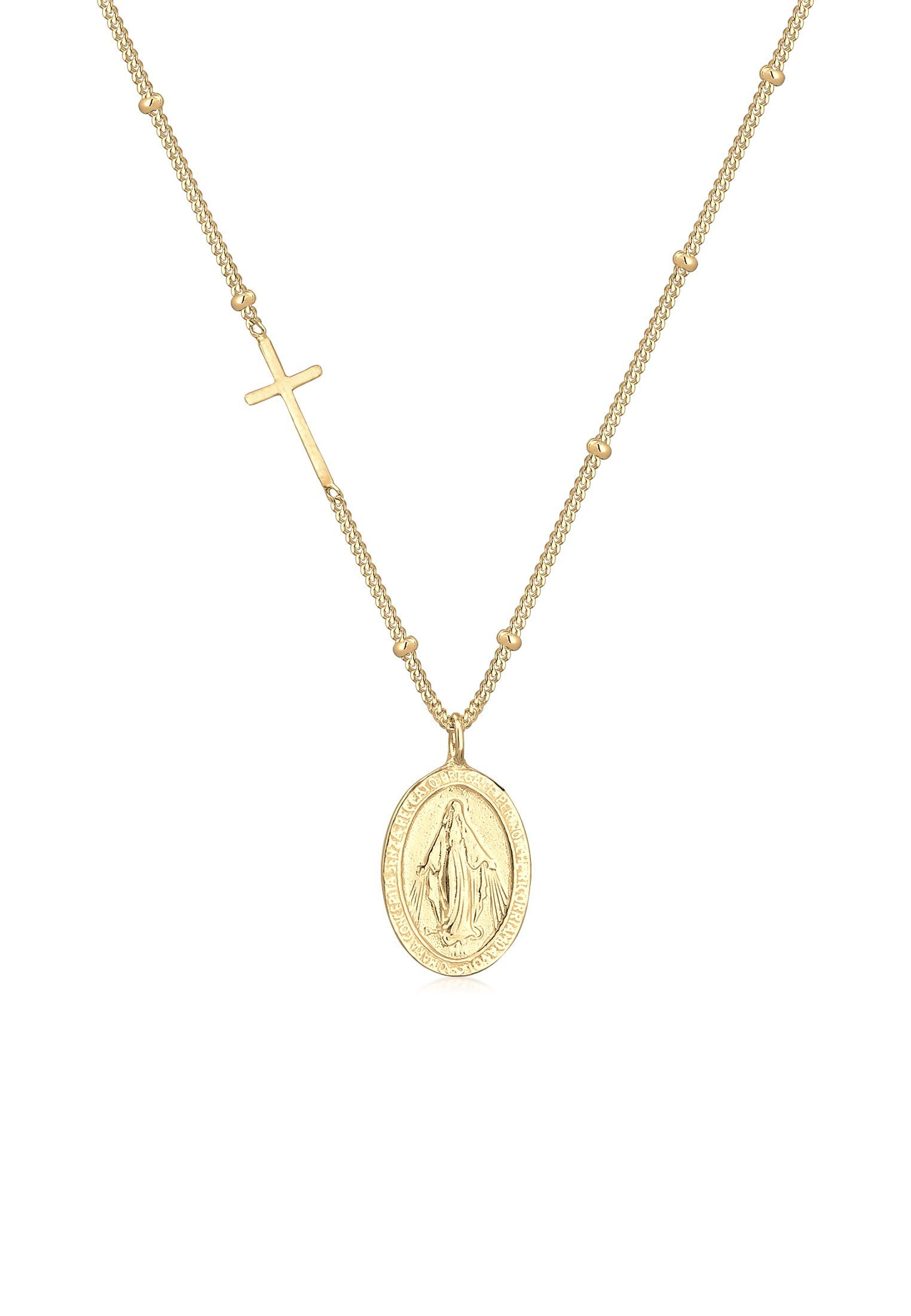 Kreuz mit Kette Marienbild by Anhänger @lleennyyy Silber Elli Gold Kugelkette