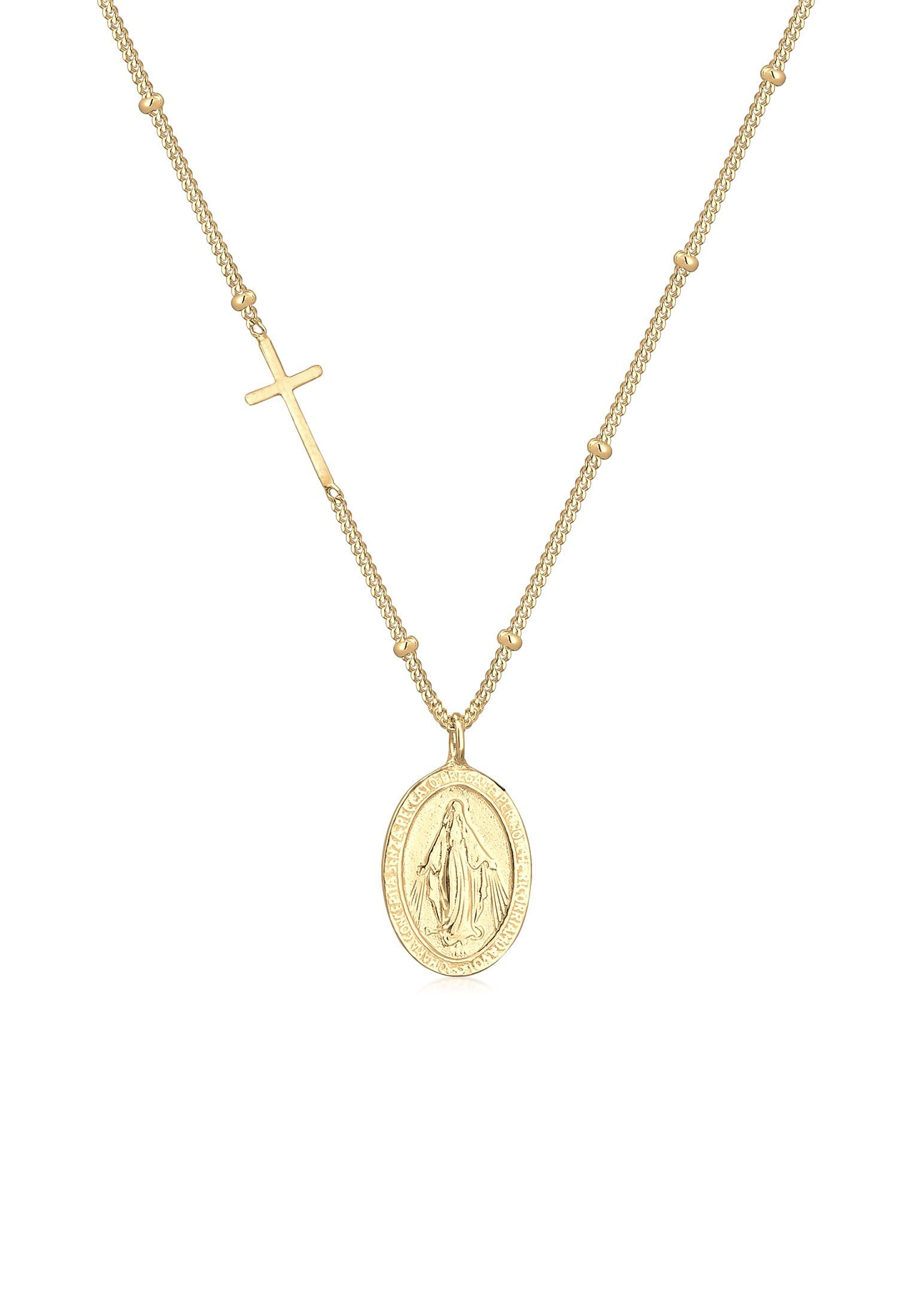 Elli Kette mit Anhänger Kugelkette Kreuz Marienbild 925 Sterling Silber günstig online kaufen