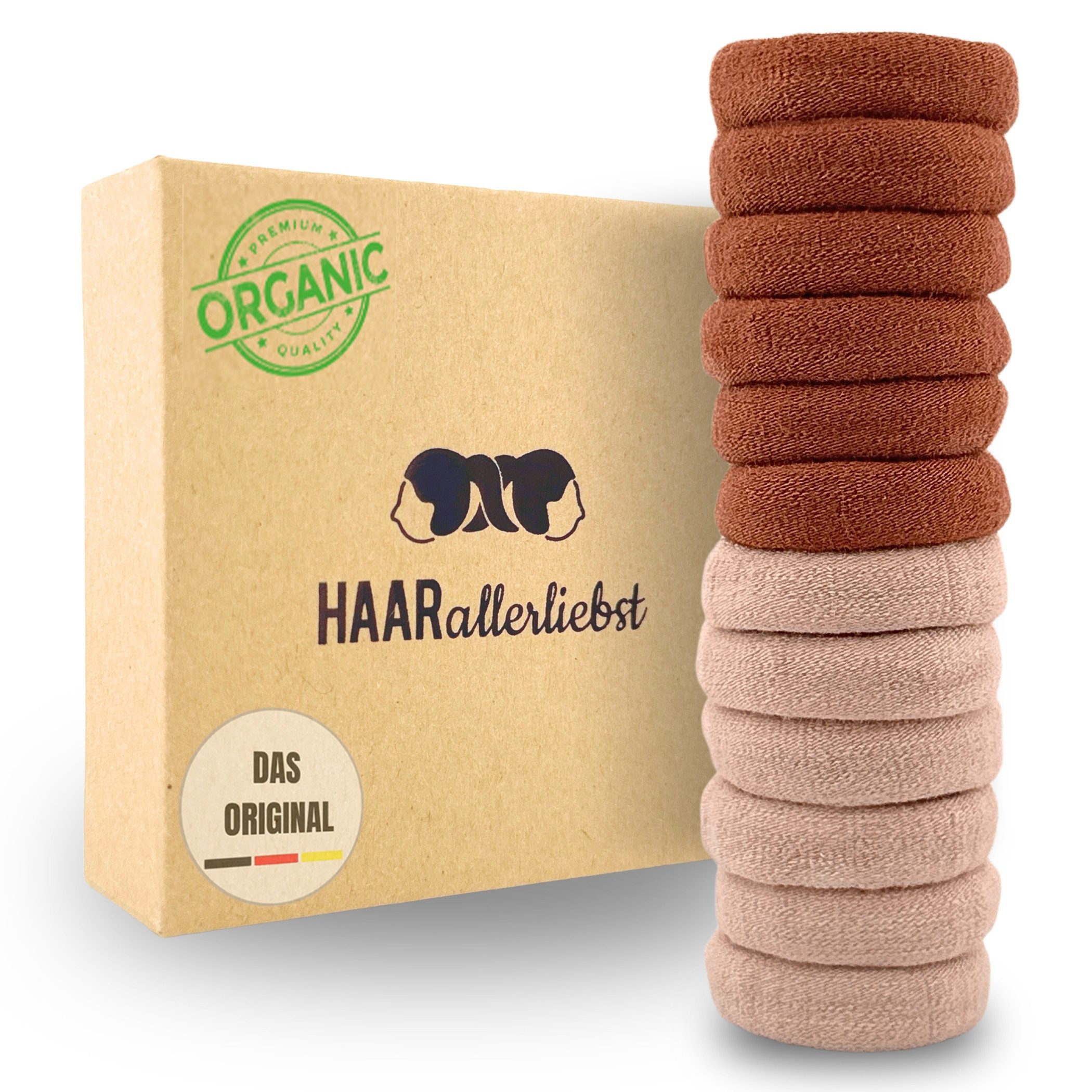 HAARallerliebst Haargummi Soft Резинки для волос klein, Spar-Set, 12-tlg., Farbe hellbraun, beige, 2cm