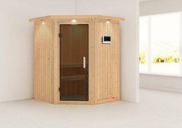 Karibu Sauna Nanna, BxTxH: 165 x 165 x 202 cm, 68 mm, (Set) 3,6-kW-Bio-Plug & Play Ofen mit externer Steuerung