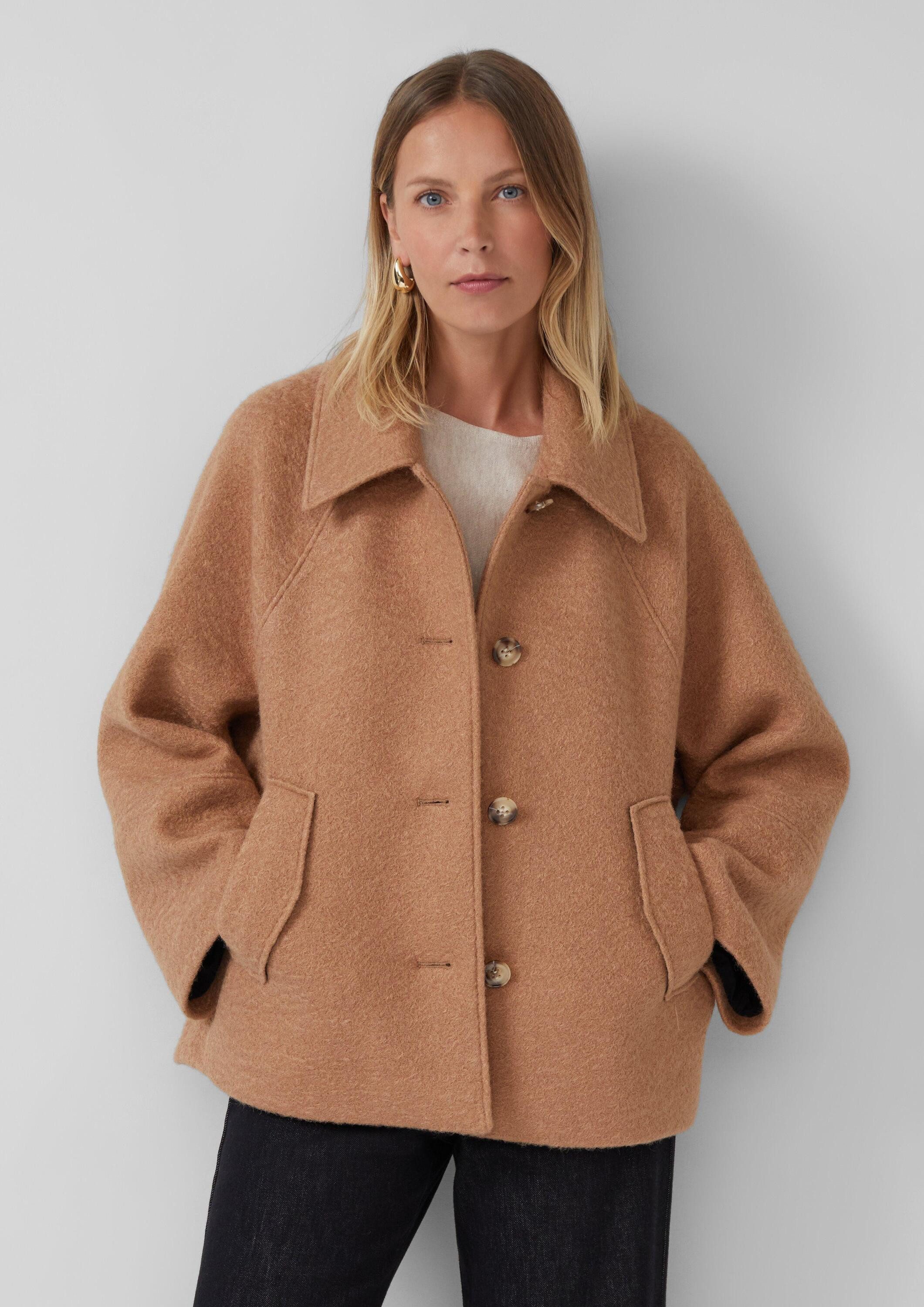 s.Oliver Funktionsjacke Outdoor-Jacke Bouclé-Jacke im Loose Fit mit Wolle günstig online kaufen