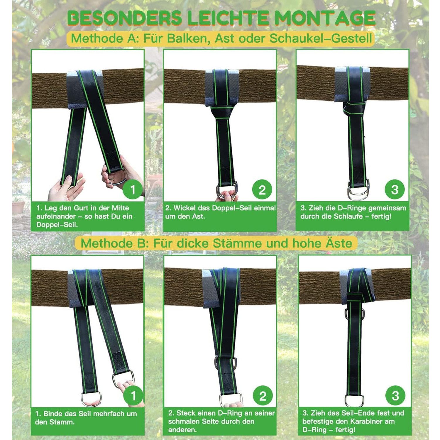 TUWENA Schaukelhaken 900KG Schaukel Befestigung, Hängematte Befestigung, Hängematte Seil – Bild 3 von 5