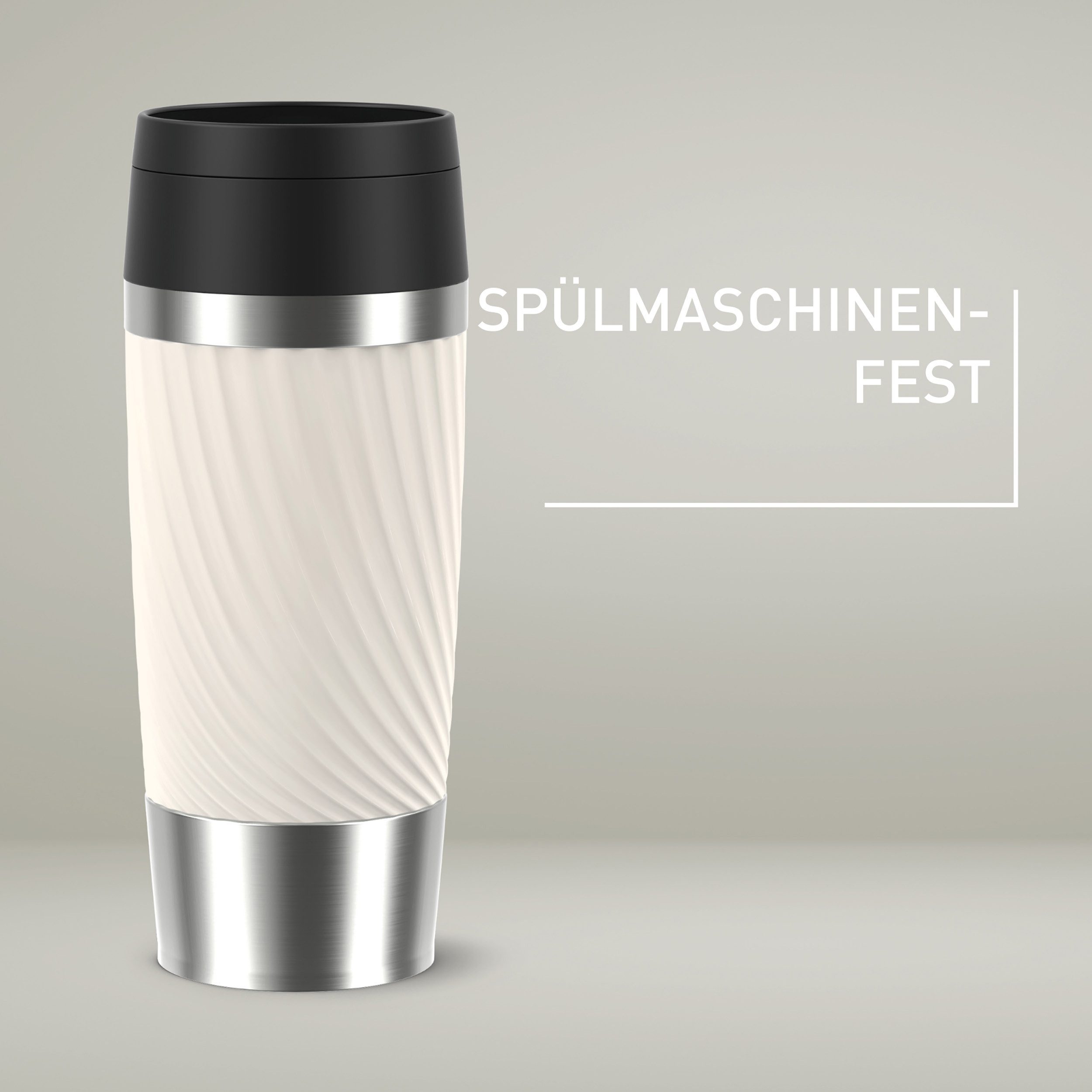 Emsa Thermobecher Travel Mug Classic Twist, 1-tlg., Edelstahl, Kunststoff, Silikon, 0,36 Liter, Comfort-Schraubverschluss, Quick-Press, auslaufsicher