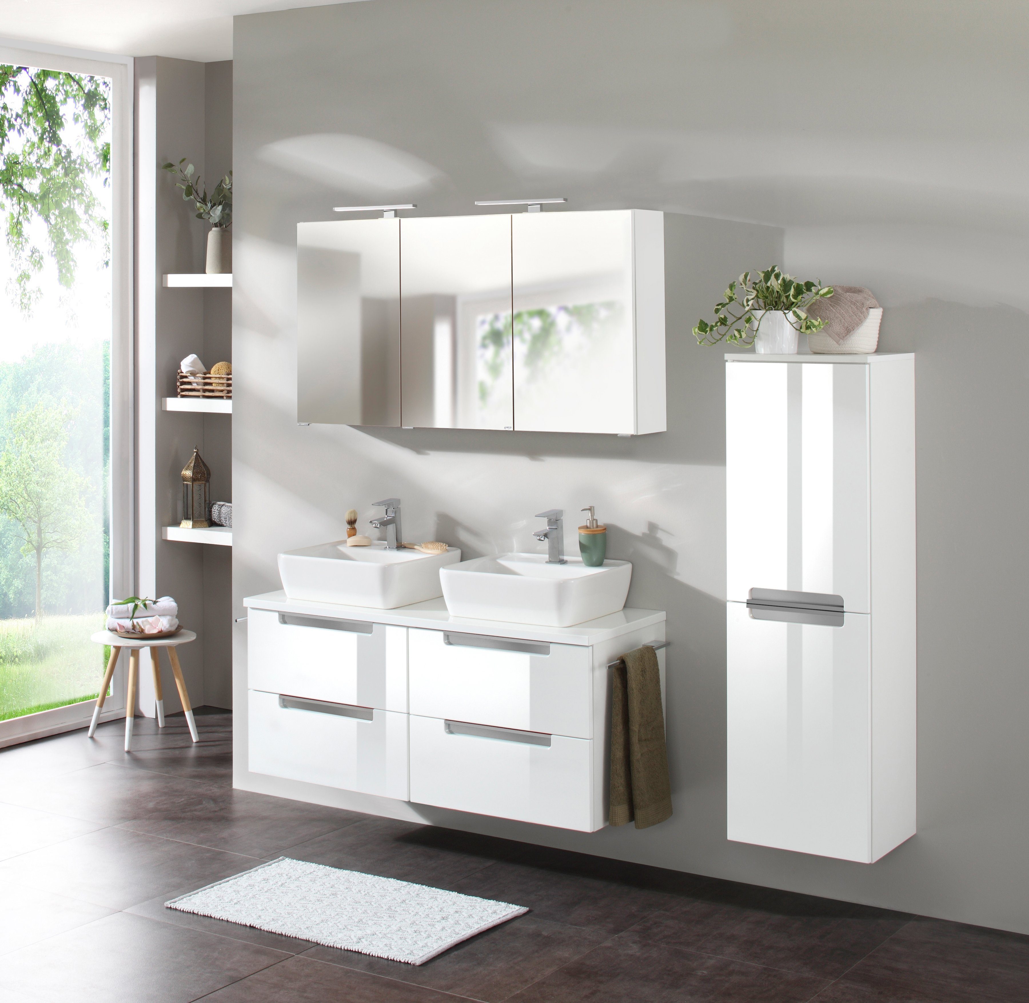 welltime Badmöbel-Set Malibu, (Set, 2-St), Breite 120 cm, mit Soft-Close