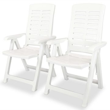 vidaXL Garten-Essgruppe 3-tlg Bistro-Set Kunststoff Weiß Sitzgruppe Set