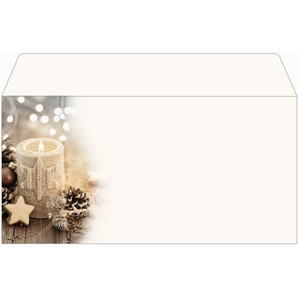Sigel Briefumschlag Weihnachtsumschlag DIN lang 90g 25 Stück Beige Christmas Candle