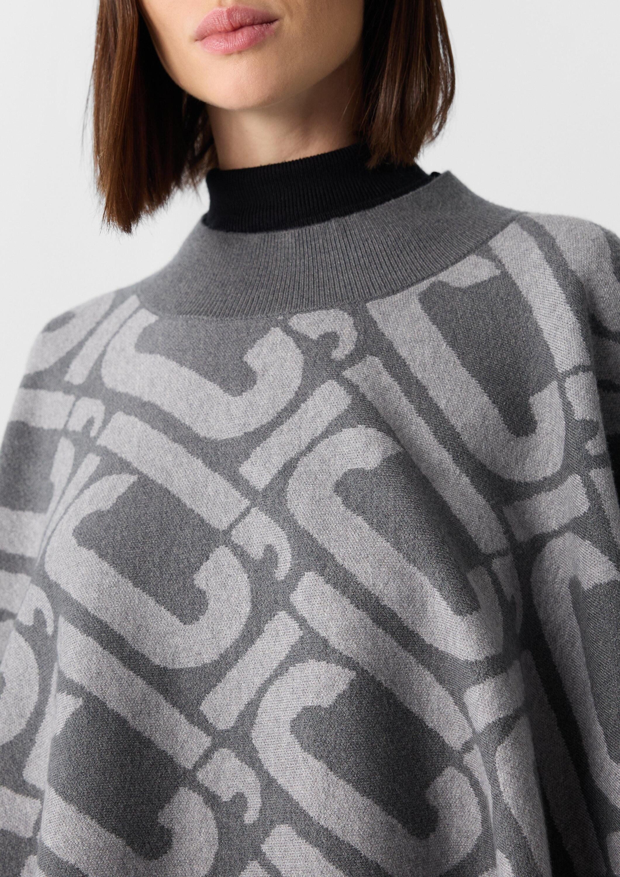 comma Poncho Indoor-Poncho Strick-Poncho mit Icon-Muster