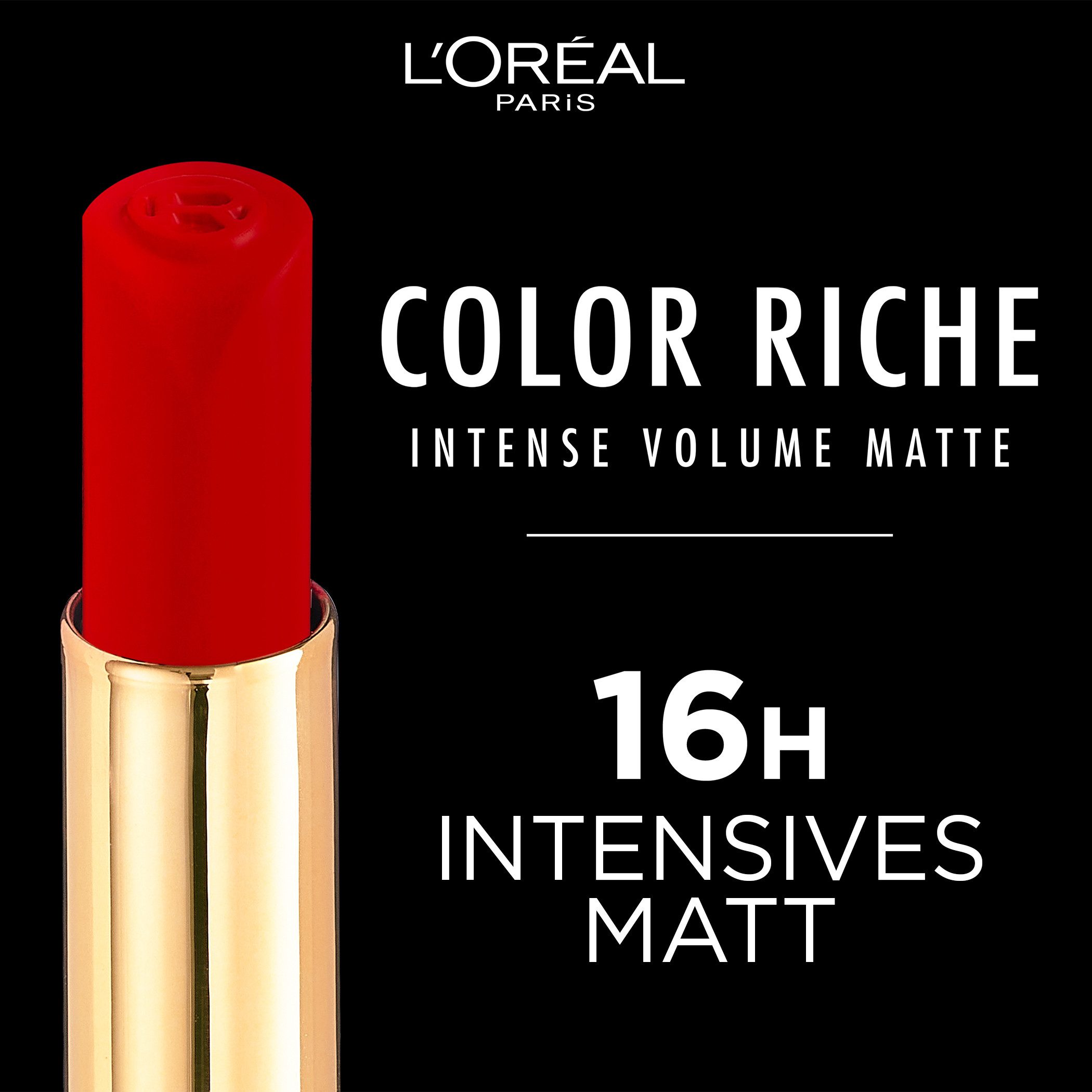 L'ORÉAL PARIS Lippenstift COLOR RICHE INTENSE VOLUME MATTE, mit Arganöl und Hyaluronsäure, pudrig mattes Finish