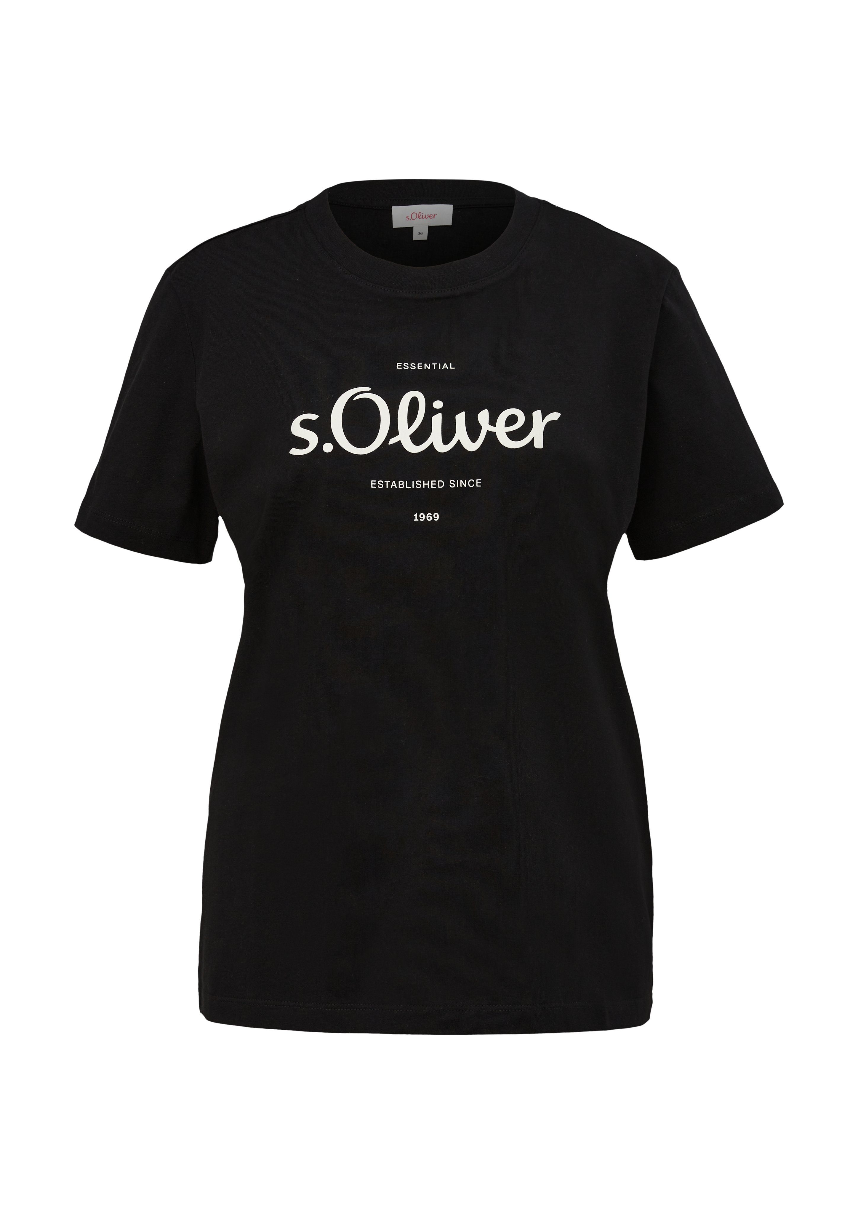 T-Shirt Logodruck vorne mit s.Oliver grey/black