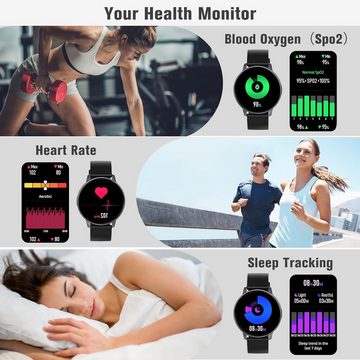 Mermoe Smartwatch (1,3 Zoll, Android, iOS), mit 120 Sportmodi,Nachricht Erinnerun,Sprachassistent,IP67 Wasserdicht