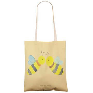 Mr. & Mrs. Panda Tragetasche Biene Liebe - Gelb Pastell - Geschenk, Einkaufstasche, Beuteltasche, (1-tlg), Praktisch & Umweltfreundlich