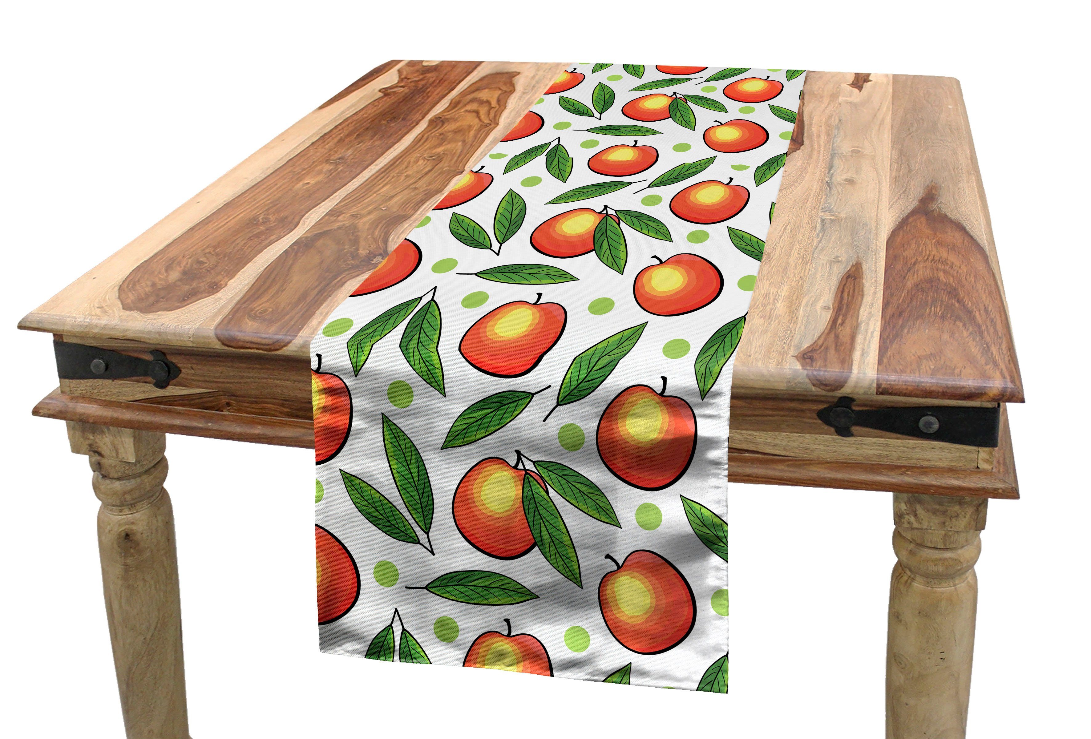 Abakuhaus Tischläufer Esszimmer Küche Rechteckiger Dekorativer Tischläufer, Früchte Pfirsiche mit Blättern und Punkte