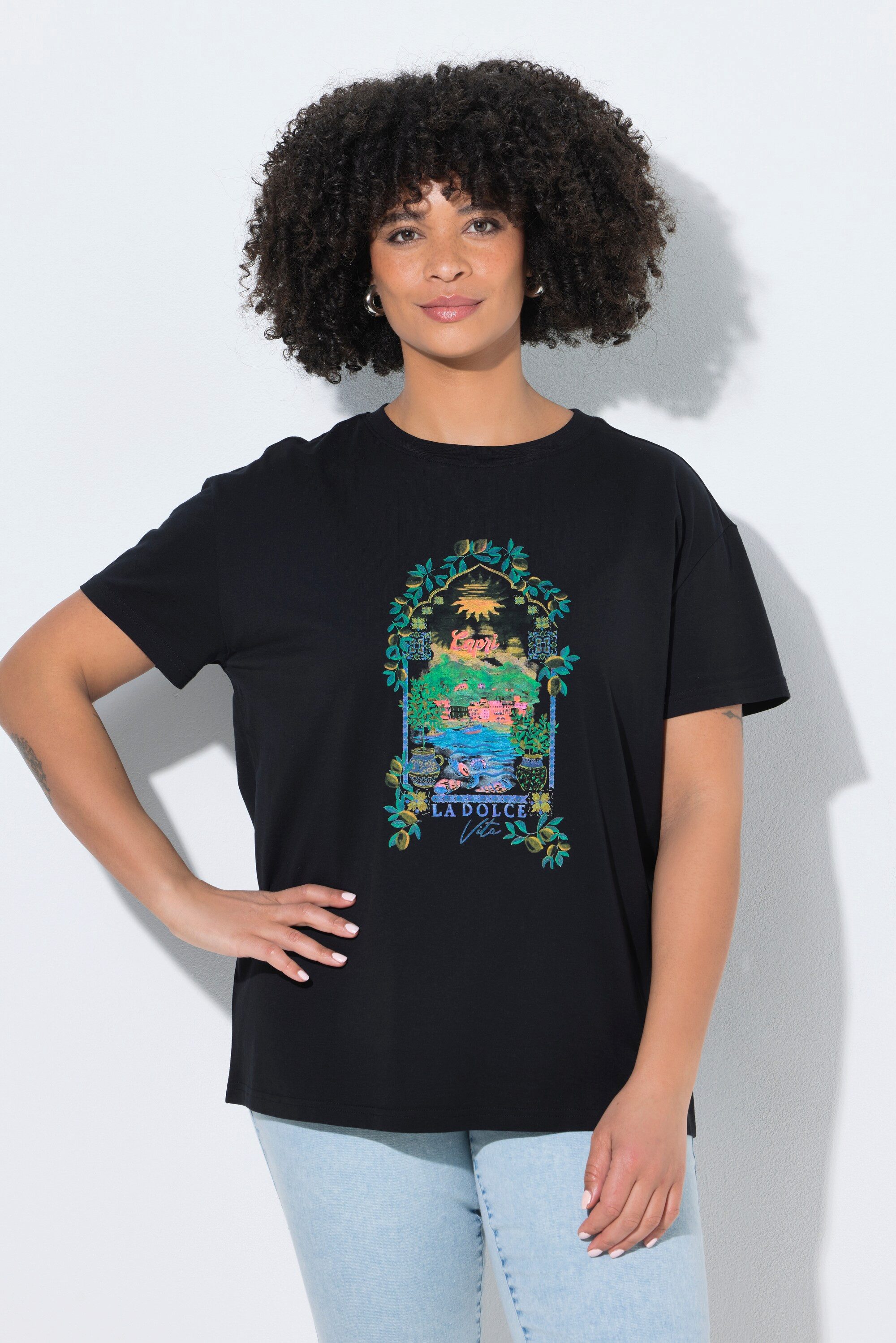 Angel of Style T-Shirt T-Shirt Boxy Fit Capri-Motiv Halbarm