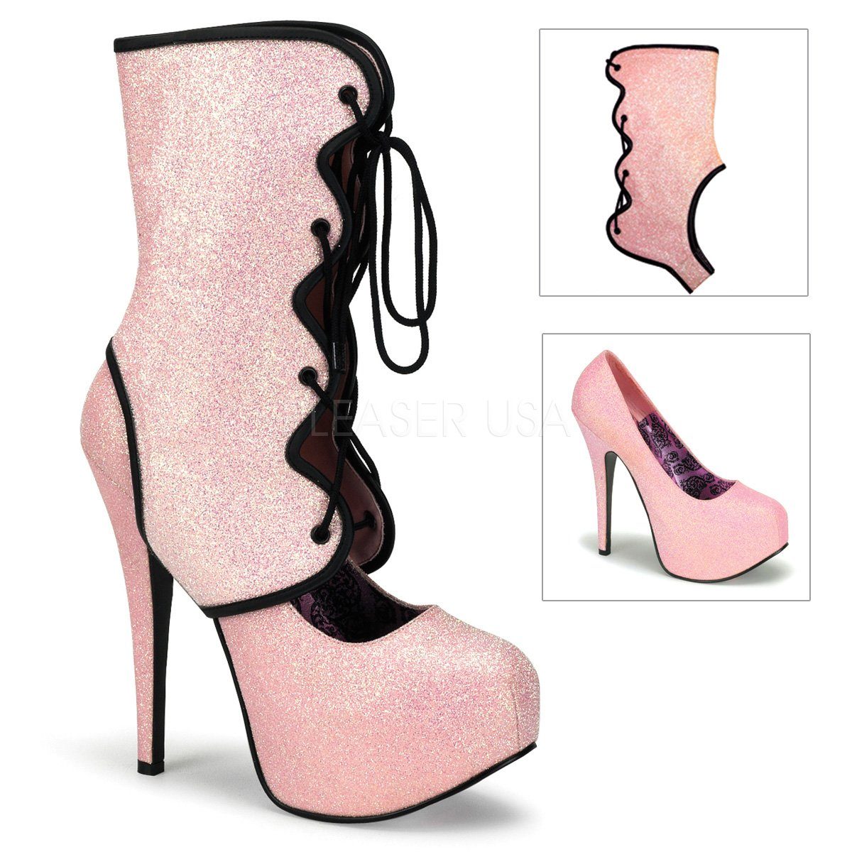 TEEZE-31G - Pumps Plateau Bordello High-Heel-Stiefel Baby Pink