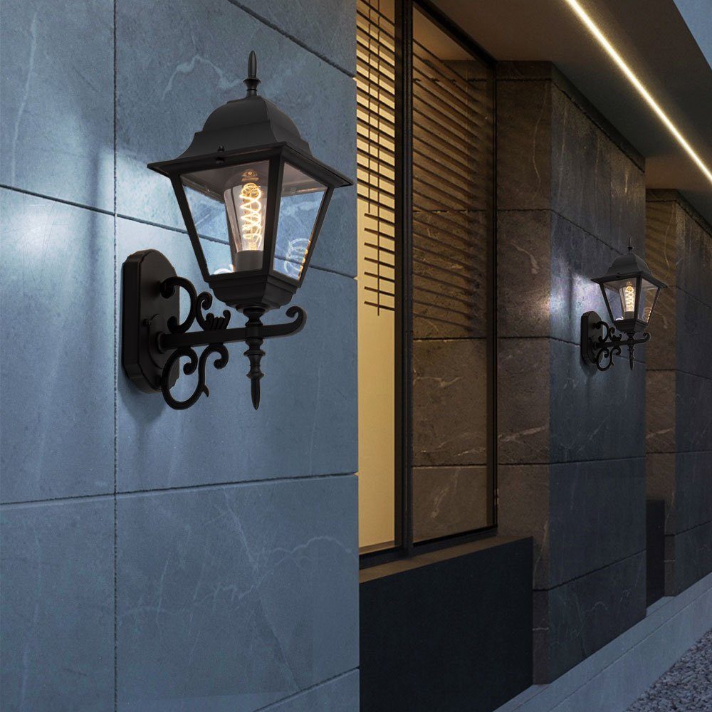 etc-shop Außen-Wandleuchte, Leuchtmittel inklusive, Laternen ALU Leuchten LED Set Warmweiß, 2er Wand Garten Fassaden