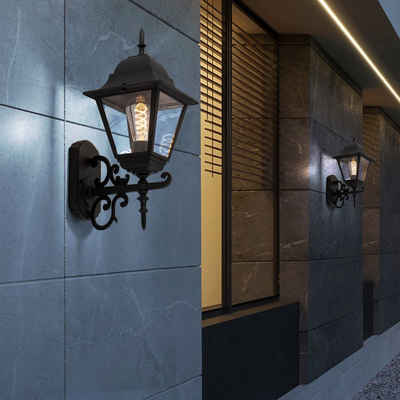 etc-shop Außen-Wandleuchte, Leuchtmittel inklusive, Warmweiß, 2er Set LED ALU Wand Leuchten Fassaden Laternen Garten