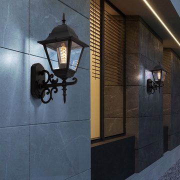 etc-shop Außen-Wandleuchte, Leuchtmittel nicht inklusive, Hauswand Leuchte Landhaus Stil Außen Wandlampe Laterne schwarz
