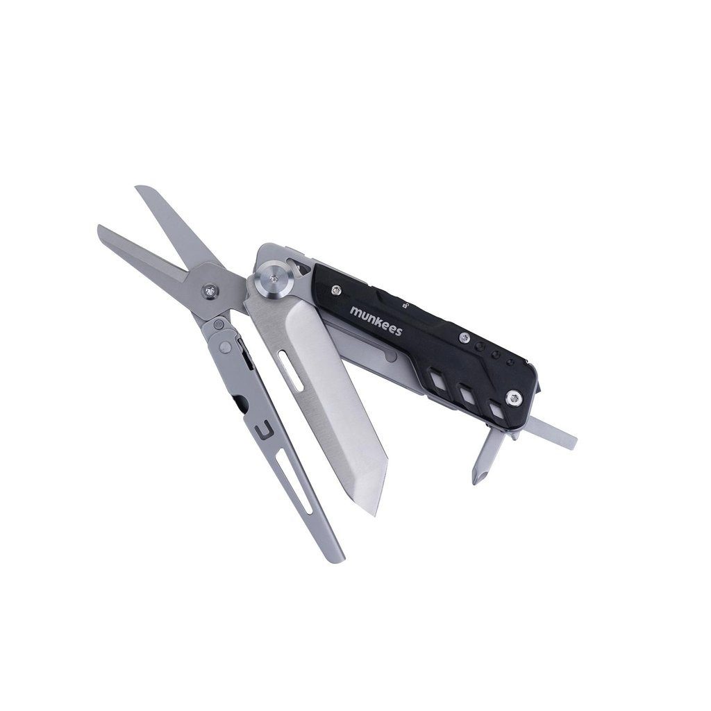 Munkees Universalmesser Messer mit Schere Black Line 12 Funktionen, schwarz, (Einzelartikel, 1 St), 12 Funktionen, Black Line, Messer mit Schere