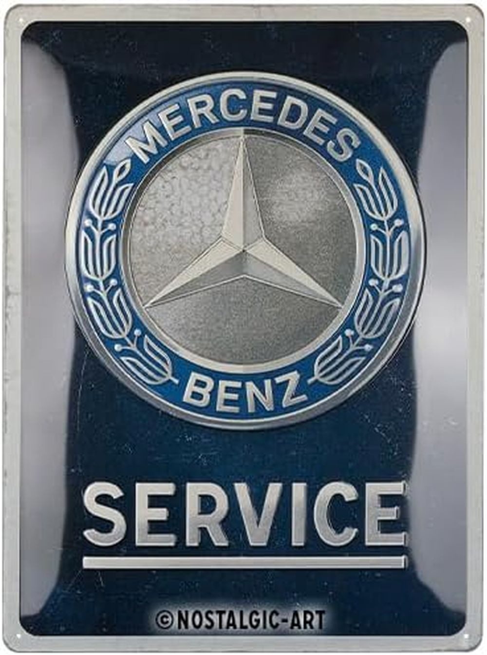 Nostalgic-Art Metallschild Blechschild 30 x 40 cm - Mercedes-Benz - Service Emblem Blue